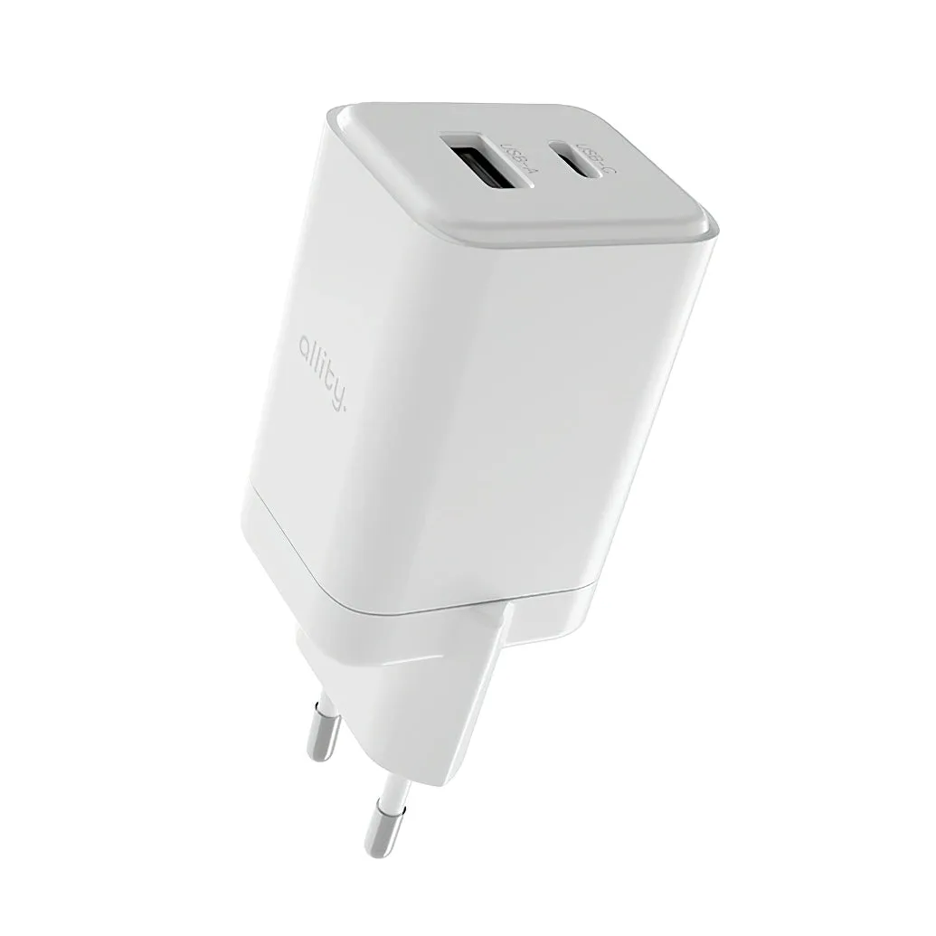 Caricabatterie Rete Allity. ATC-01-45WCC Fast, 45W, 3A, 1 x USB-A - 1 x USB-C, Bianco - immagine 1