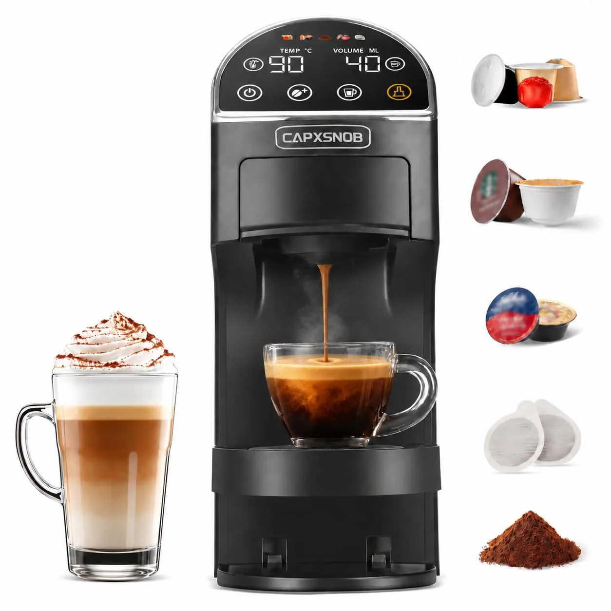 Magician2 Macchina da Caffè a Cialde e Capsule 5 in 1 per Nespresso, Dolce Gusto, Lavazza A Modo Mio, ESE 44mm e Macinato, Touch LED, Auto-Adattivo, 20 Bar, 1,2L, Macchina Espresso per Casa e Ufficio - immagine 1