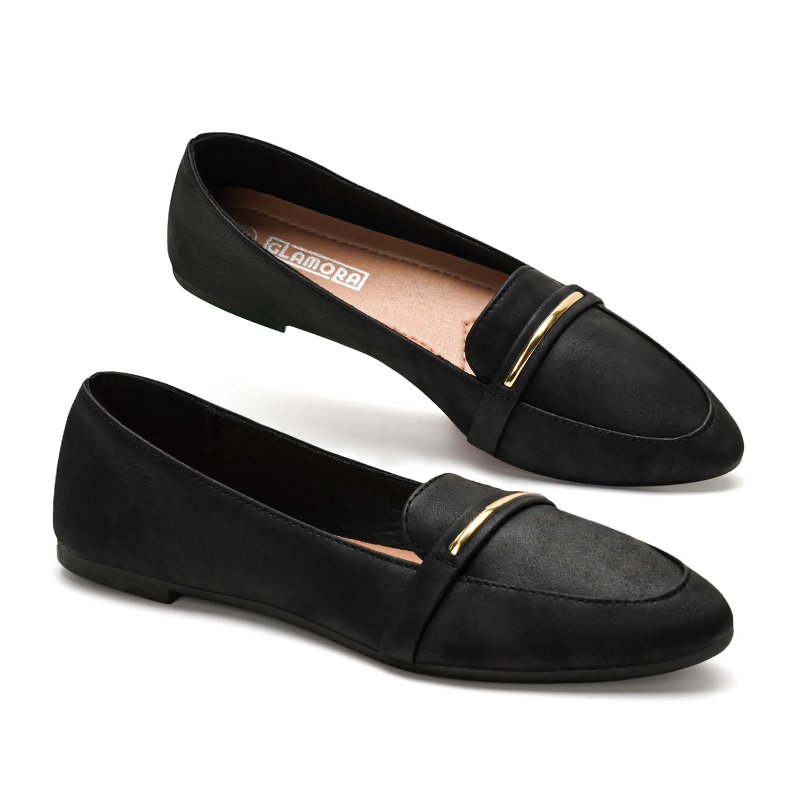 GLAMORA Mocassini Donna Eleganti, Scarpe Basse Slip On con Dettaglio Metallico, Mocassino Classico Comodo, Punta Affusolata, Suola Antiscivolo, Scarpe Casual per Ufficio, Lavoro e Tempo Libero - immagine 1
