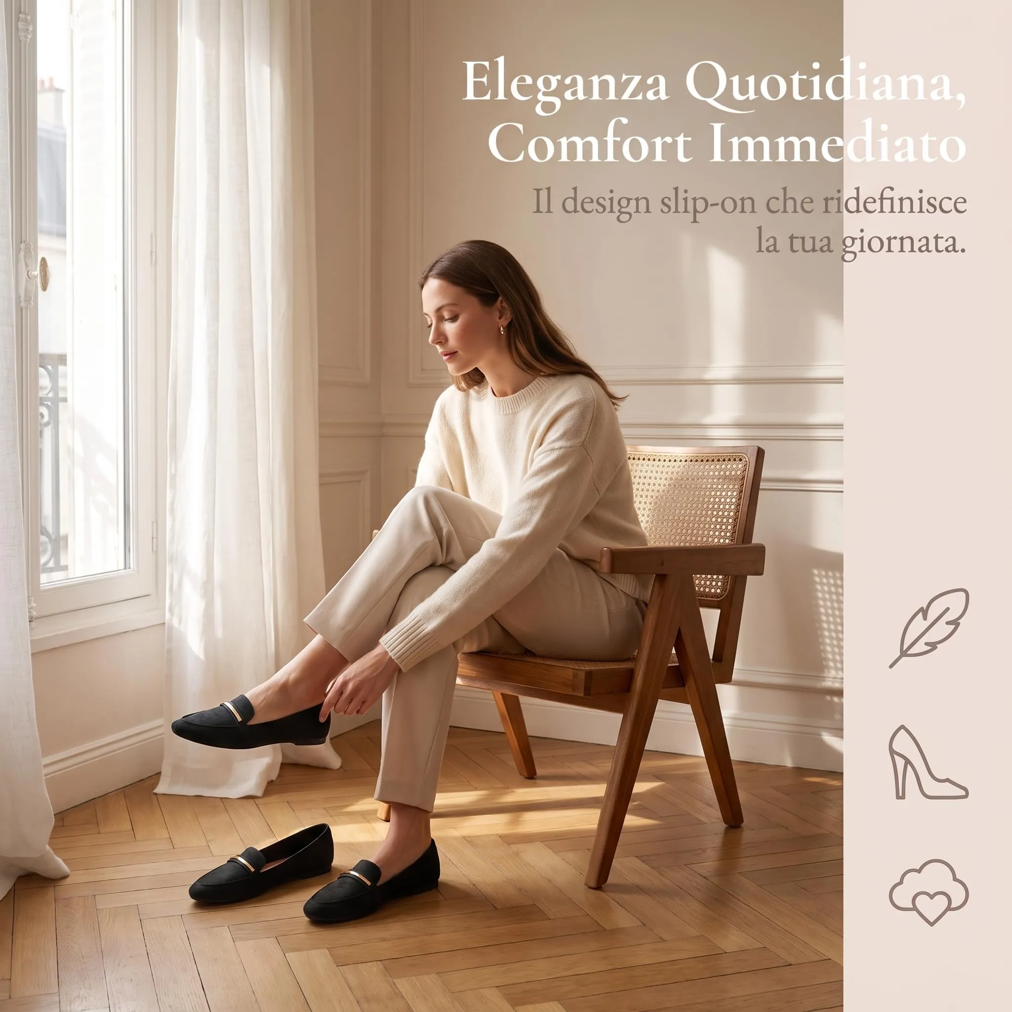 GLAMORA Mocassini Donna Eleganti, Scarpe Basse Slip On con Dettaglio Metallico, Mocassino Classico Comodo, Punta Affusolata, Suola Antiscivolo, Scarpe Casual per Ufficio, Lavoro e Tempo Libero - immagine 7