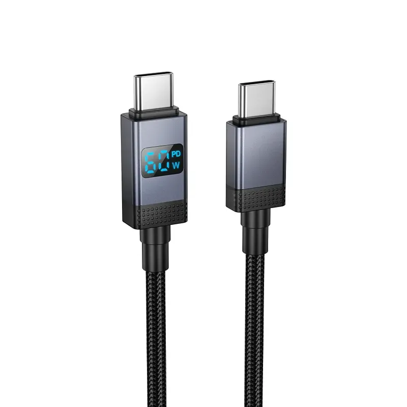 Cavo Dati e Ricarica USB-C - USB-C HOCO X118 Display, 60W, 1m, Nero - immagine 1