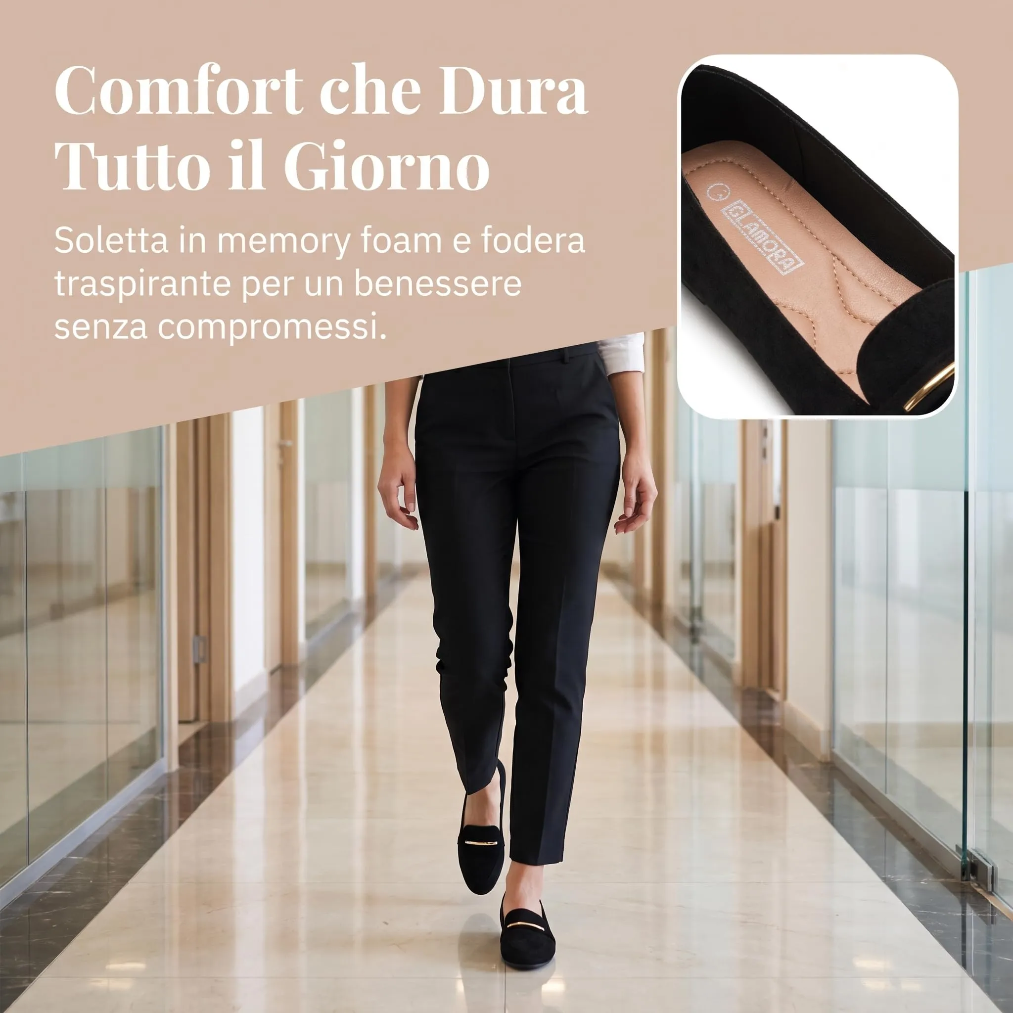 GLAMORA Mocassini Donna Eleganti, Scarpe Basse Slip On con Dettaglio Metallico, Mocassino Classico Comodo, Punta Affusolata, Suola Antiscivolo, Scarpe Casual per Ufficio, Lavoro e Tempo Libero - immagine 6