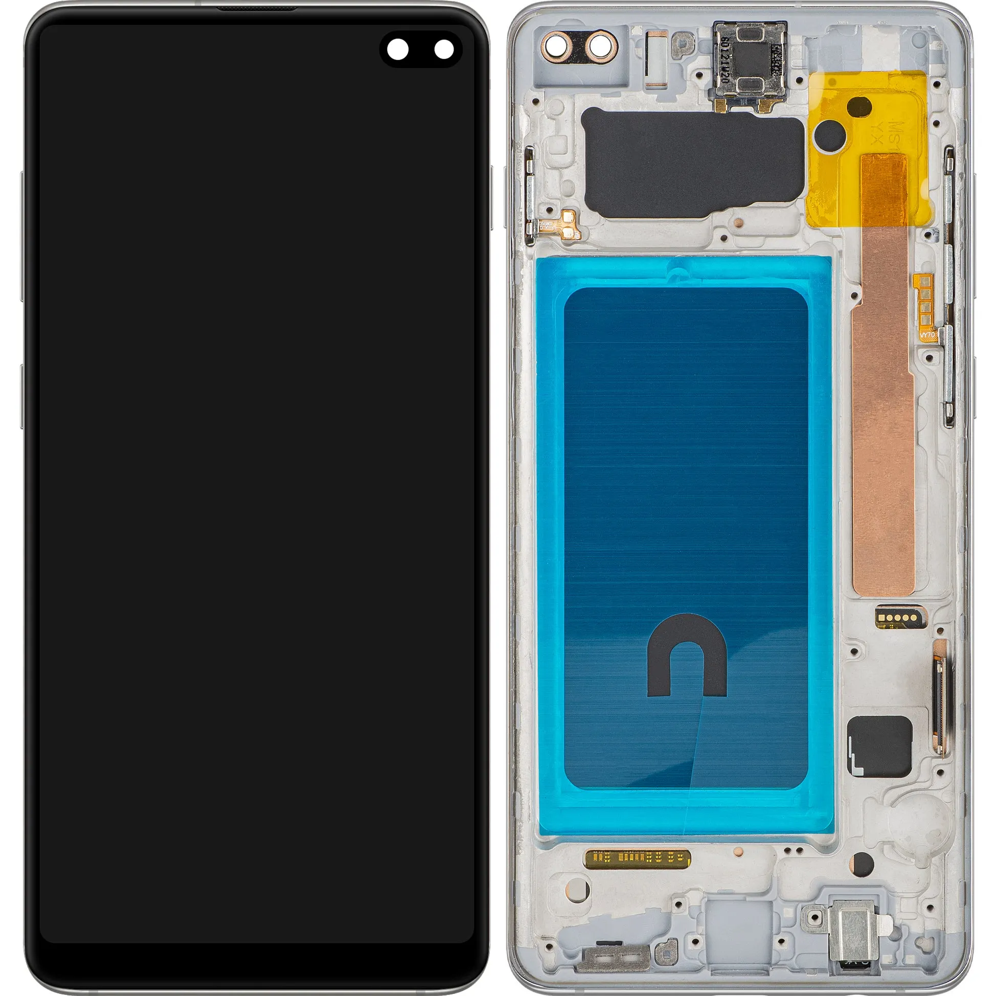Display con Touchscreen MP compatibile con Samsung Galaxy S10+ G975, con Cornice, Argento - immagine 1