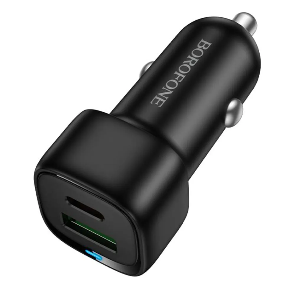 Caricabatterie Auto Borofone BZ34B Cloud, 38W, 3A, 1 x USB-A - 1 x USB-C, Nero - immagine 1