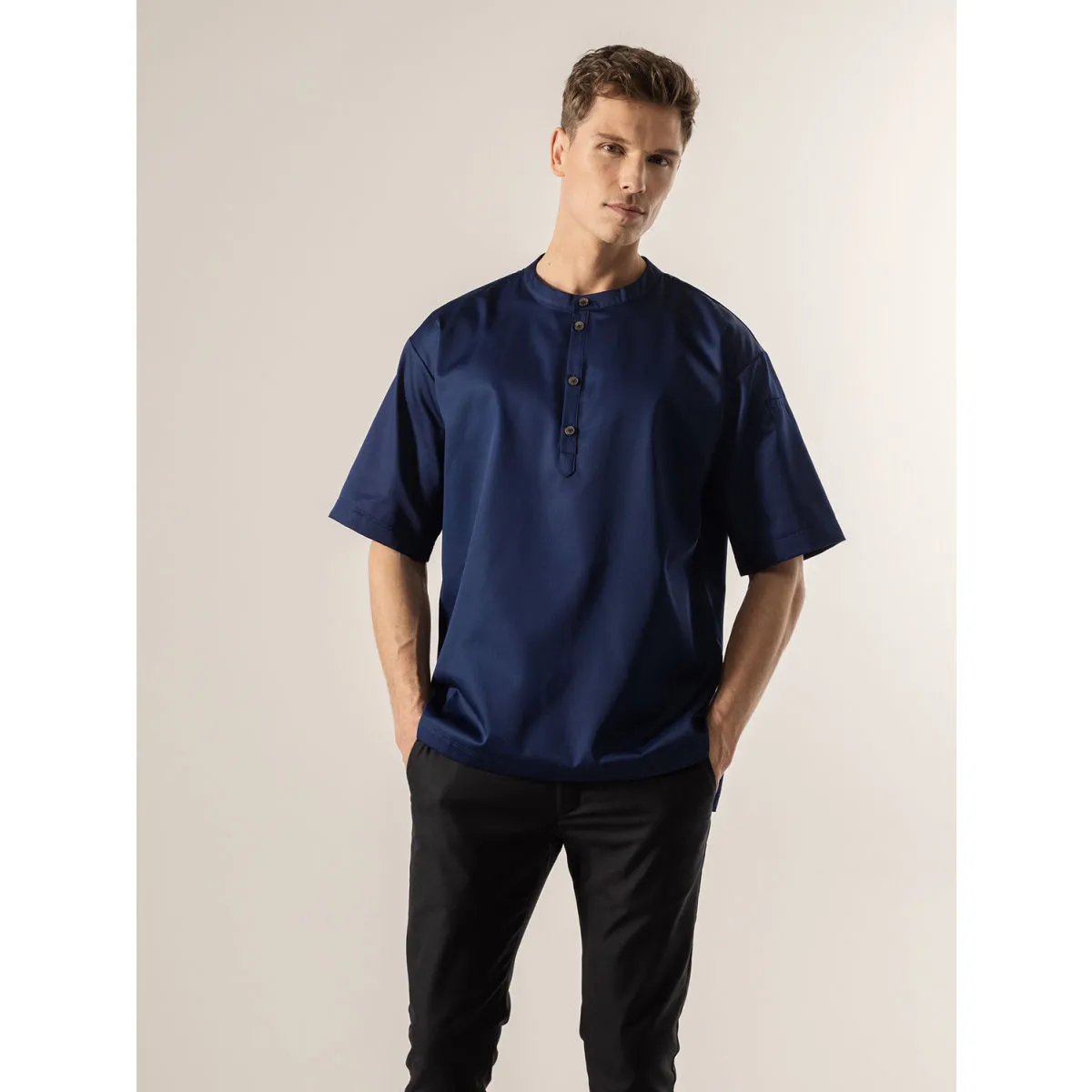 Le Nouveau Chef Camicia da chef Gorgio; Taglia M; blu scuro - immagine 1