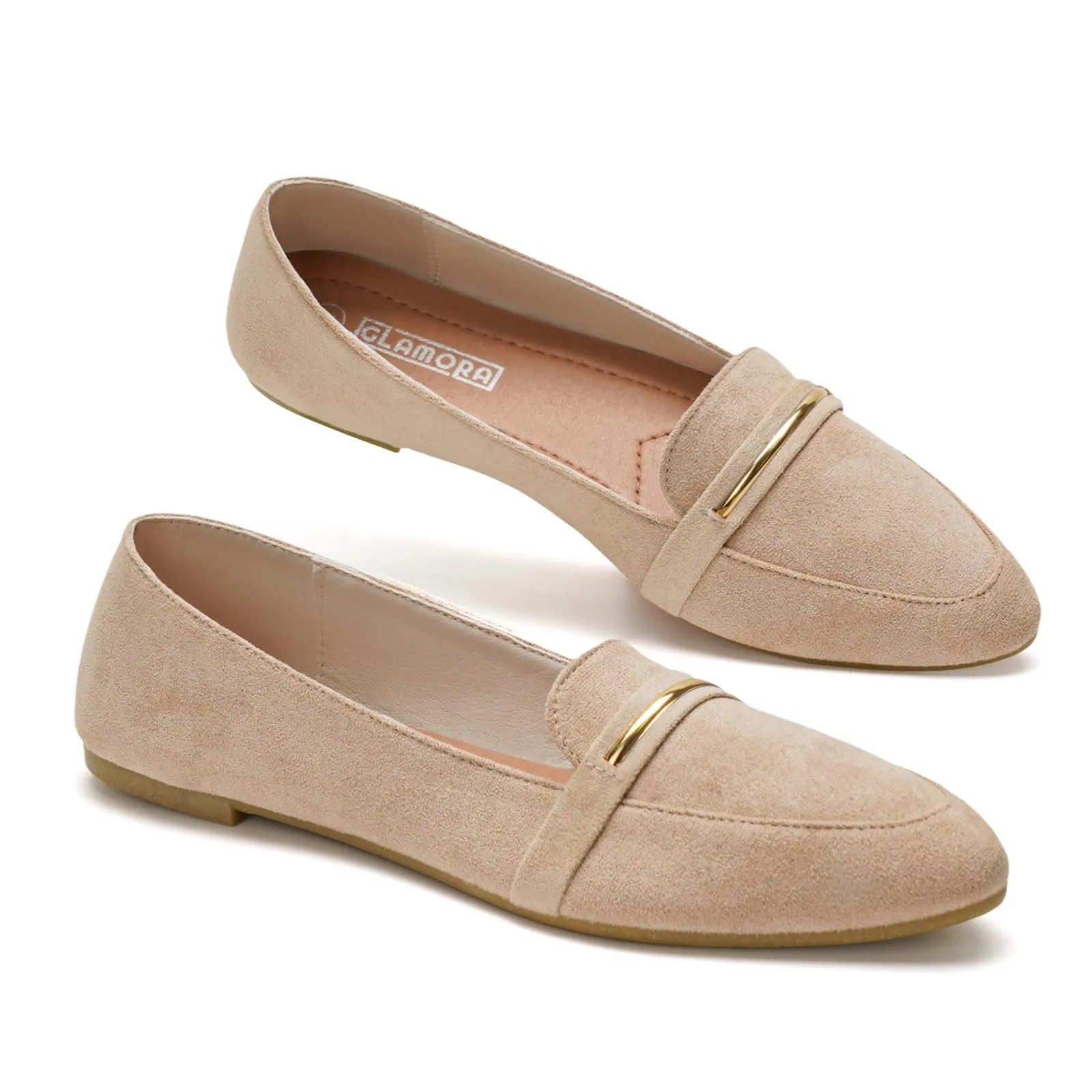 GLAMORA Mocassini Donna Eleganti, Scarpe Basse Slip On con Dettaglio Metallico, Mocassino Classico Comodo, Punta Affusolata, Suola Antiscivolo, Scarpe Casual per Ufficio, Lavoro e Tempo Libero - immagine 1