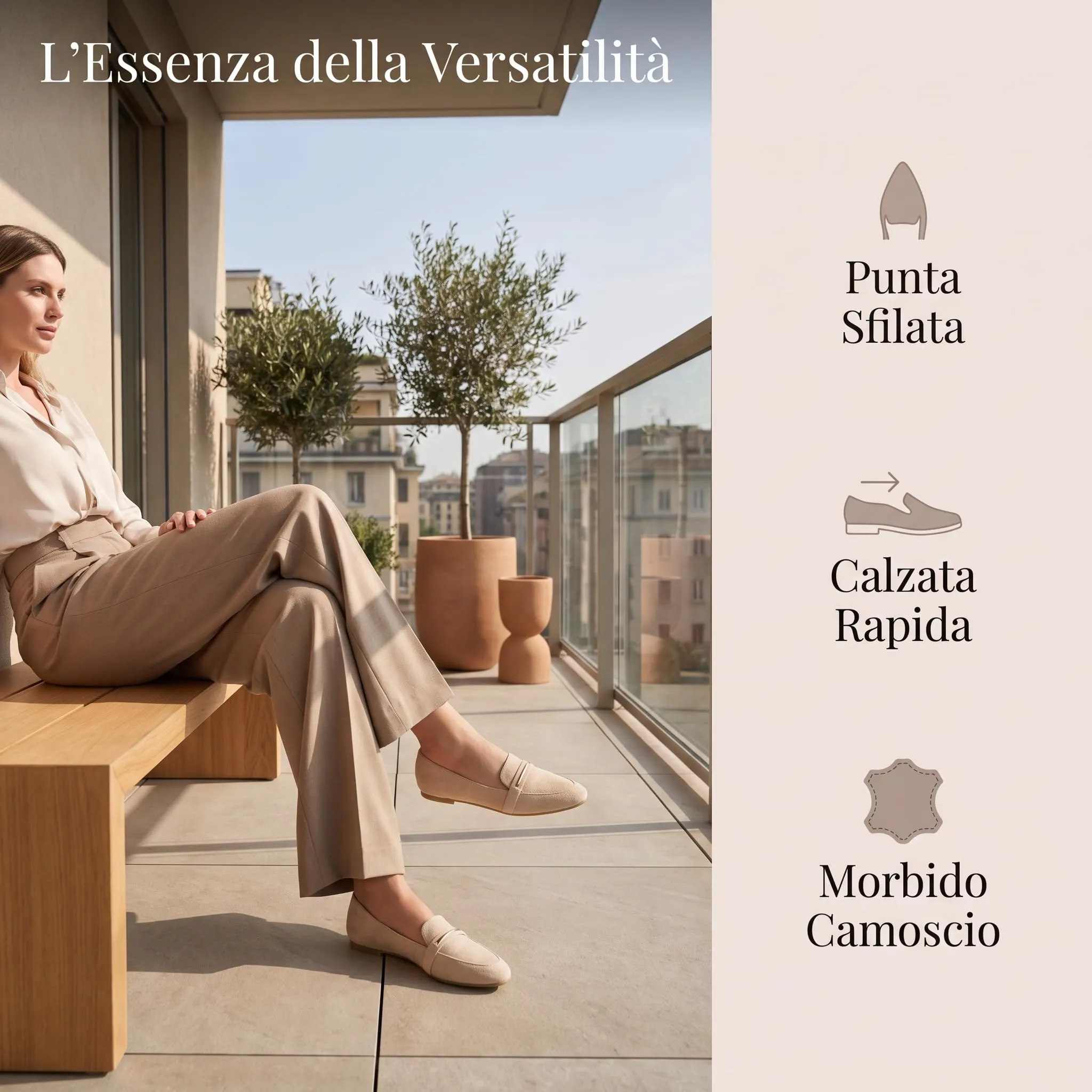 GLAMORA Mocassini Donna Eleganti, Scarpe Basse Slip On con Dettaglio Metallico, Mocassino Classico Comodo, Punta Affusolata, Suola Antiscivolo, Scarpe Casual per Ufficio, Lavoro e Tempo Libero - immagine 5