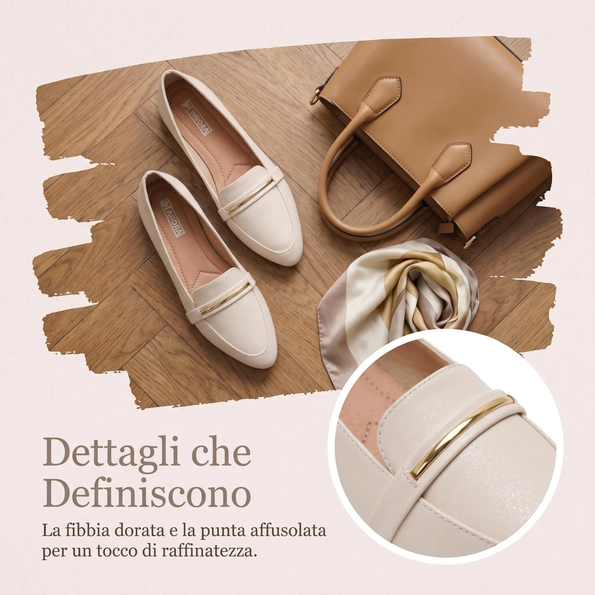 GLAMORA Mocassini Donna Eleganti, Scarpe Basse Slip On con Dettaglio Metallico, Mocassino Classico Comodo, Punta Affusolata, Suola Antiscivolo, Scarpe Casual per Ufficio, Lavoro e Tempo Libero - immagine 7
