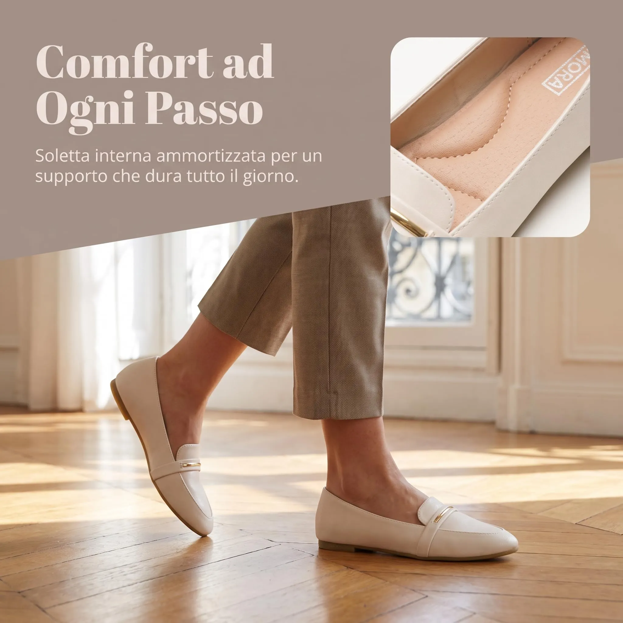 GLAMORA Mocassini Donna Eleganti, Scarpe Basse Slip On con Dettaglio Metallico, Mocassino Classico Comodo, Punta Affusolata, Suola Antiscivolo, Scarpe Casual per Ufficio, Lavoro e Tempo Libero - immagine 6