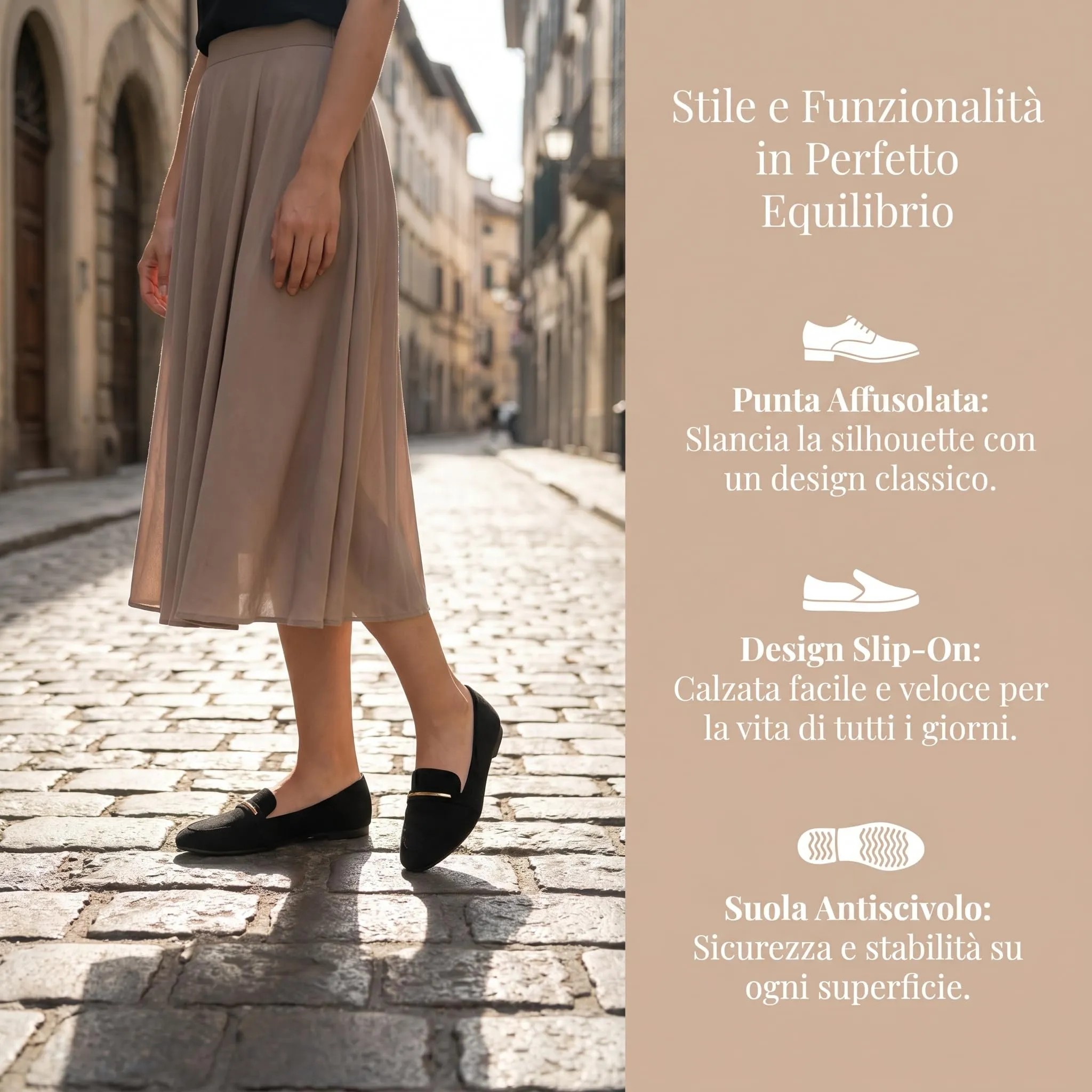 GLAMORA Mocassini Donna Eleganti, Scarpe Basse Slip On con Dettaglio Metallico, Mocassino Classico Comodo, Punta Affusolata, Suola Antiscivolo, Scarpe Casual per Ufficio, Lavoro e Tempo Libero - immagine 7