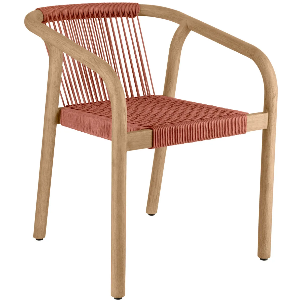 2x VEGA Sedia da esterno Kando; 58x58x75 cm (LxPxH); seduta terracotta, struttura naturale; 2 pz. / Pacco - immagine 1