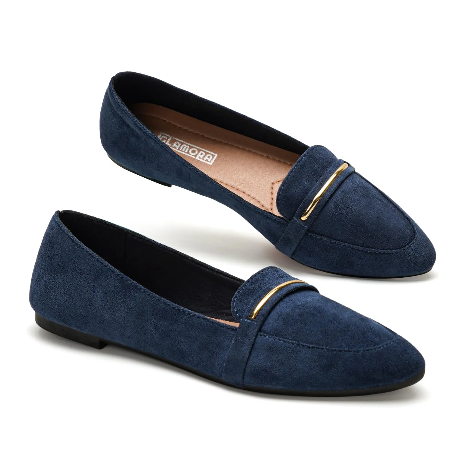 GLAMORA Mocassini Donna Eleganti, Scarpe Basse Slip On con Dettaglio Metallico, Mocassino Classico Comodo, Punta Affusolata, Suola Antiscivolo, Scarpe Casual per Ufficio, Lavoro e Tempo Libero - immagine 1
