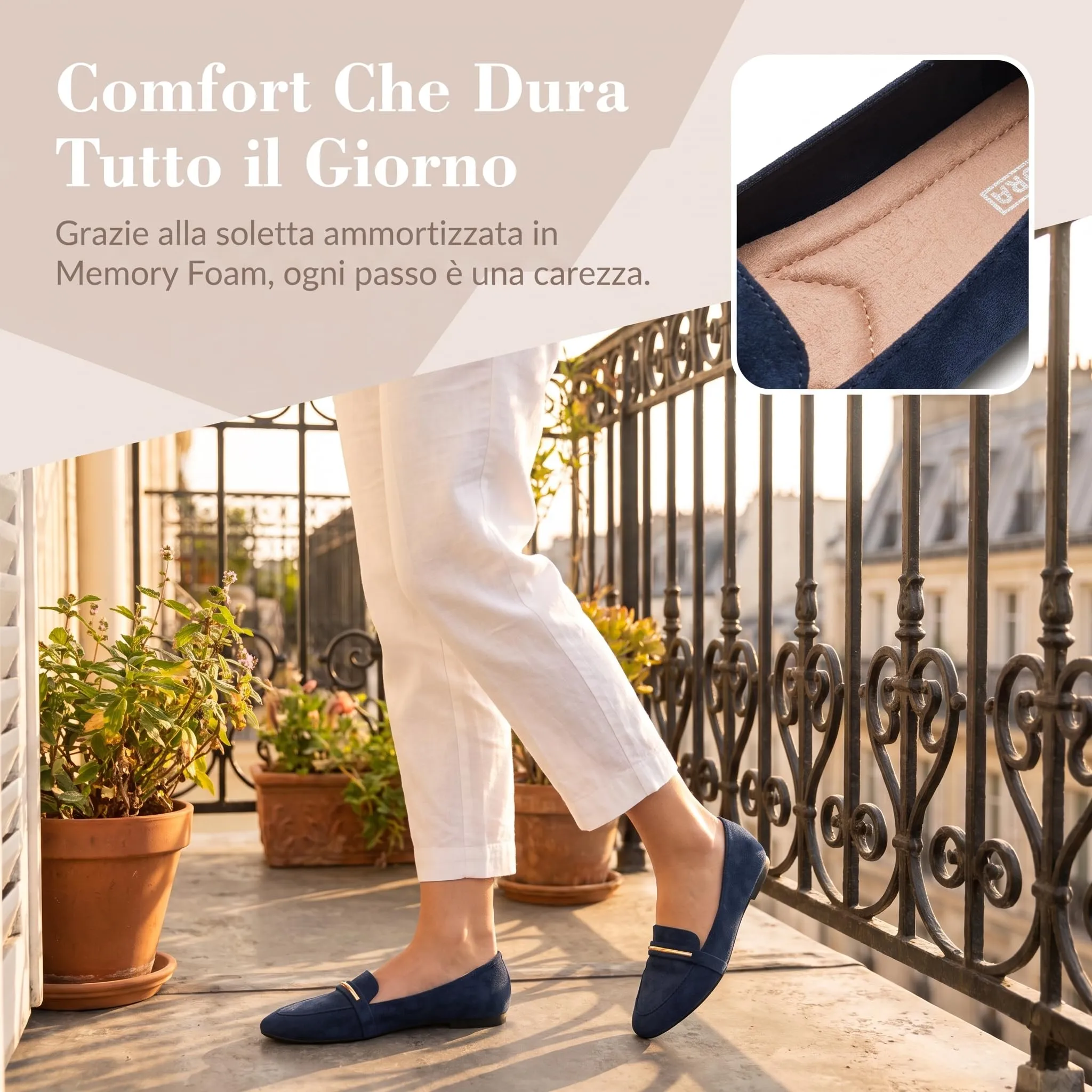 GLAMORA Mocassini Donna Eleganti, Scarpe Basse Slip On con Dettaglio Metallico, Mocassino Classico Comodo, Punta Affusolata, Suola Antiscivolo, Scarpe Casual per Ufficio, Lavoro e Tempo Libero - immagine 4