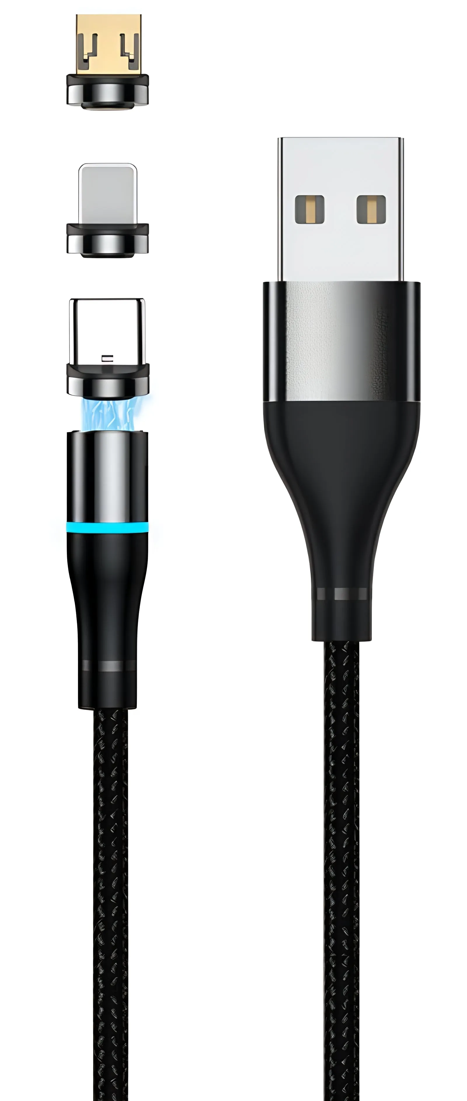 Cavo di Ricarica USB-A - Lightning / microUSB / USB-C Setty Magnetic 3in1, 10W, 1m, Nero - immagine 1