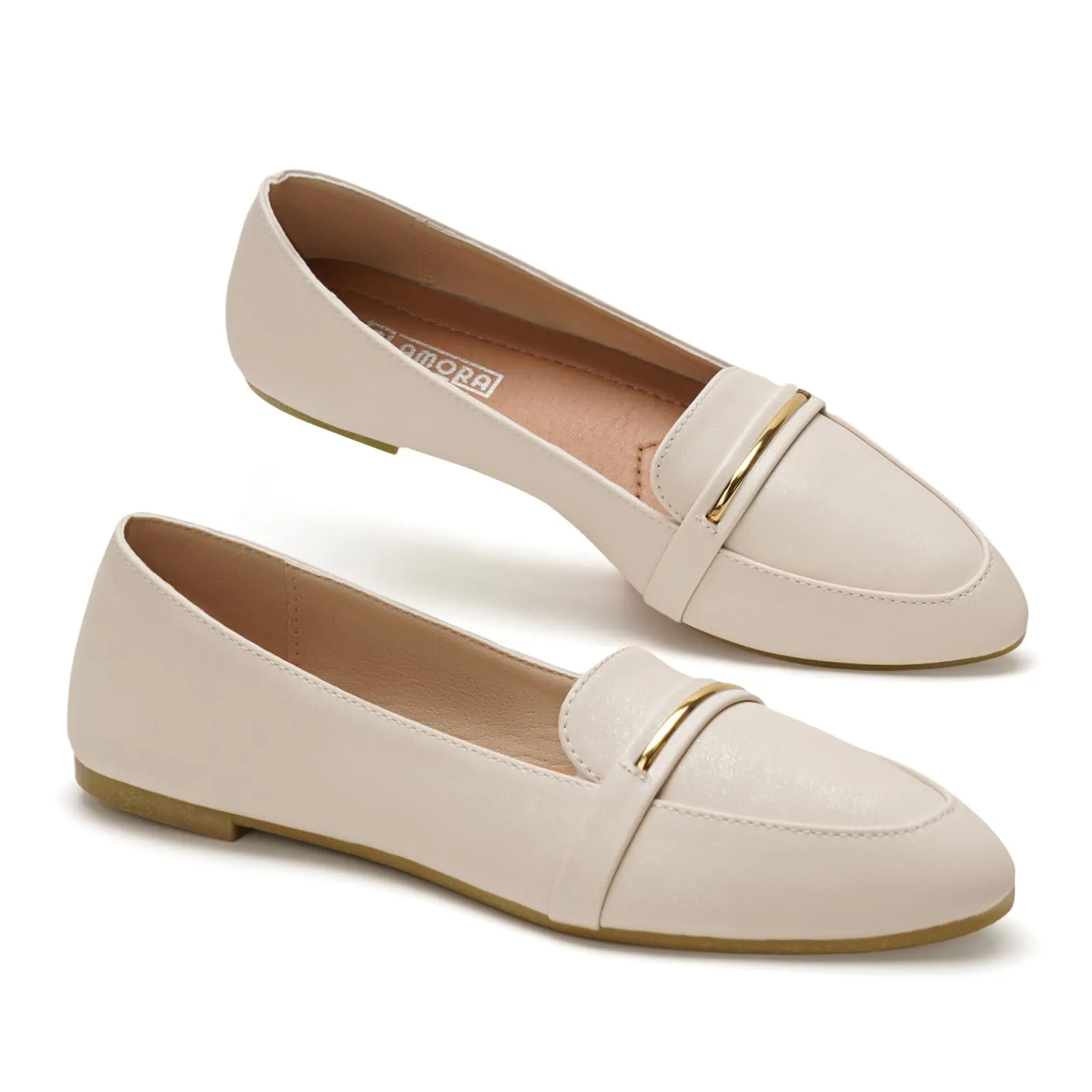 GLAMORA Mocassini Donna Eleganti, Scarpe Basse Slip On con Dettaglio Metallico, Mocassino Classico Comodo, Punta Affusolata, Suola Antiscivolo, Scarpe Casual per Ufficio, Lavoro e Tempo Libero - immagine 1