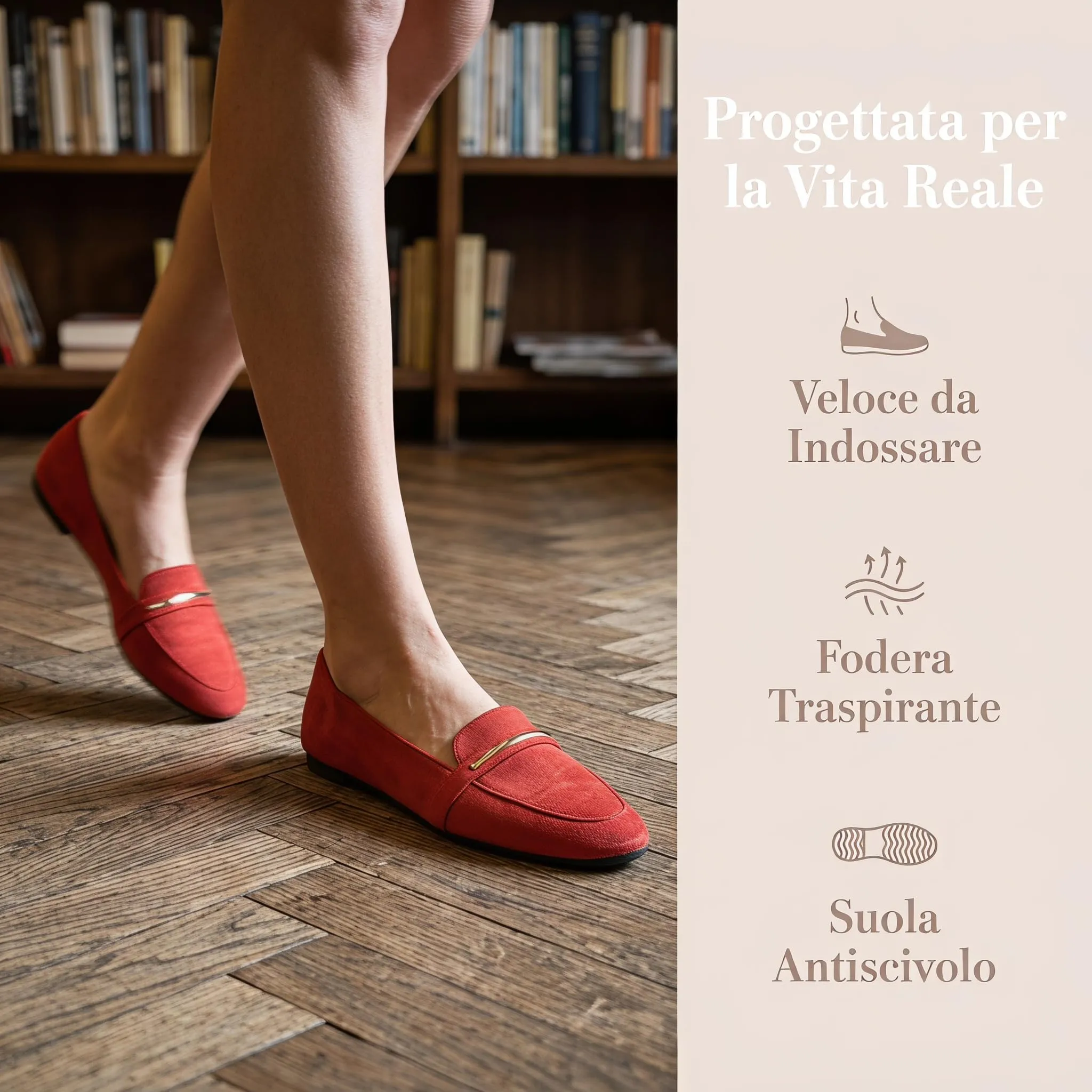 GLAMORA Mocassini Donna Eleganti, Scarpe Basse Slip On con Dettaglio Metallico, Mocassino Classico Comodo, Punta Affusolata, Suola Antiscivolo, Scarpe Casual per Ufficio, Lavoro e Tempo Libero - immagine 6