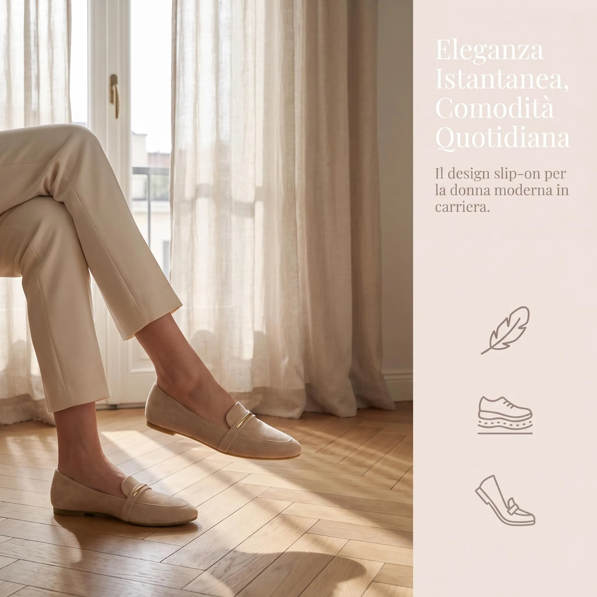 GLAMORA Mocassini Donna Eleganti, Scarpe Basse Slip On con Dettaglio Metallico, Mocassino Classico Comodo, Punta Affusolata, Suola Antiscivolo, Scarpe Casual per Ufficio, Lavoro e Tempo Libero - immagine 7