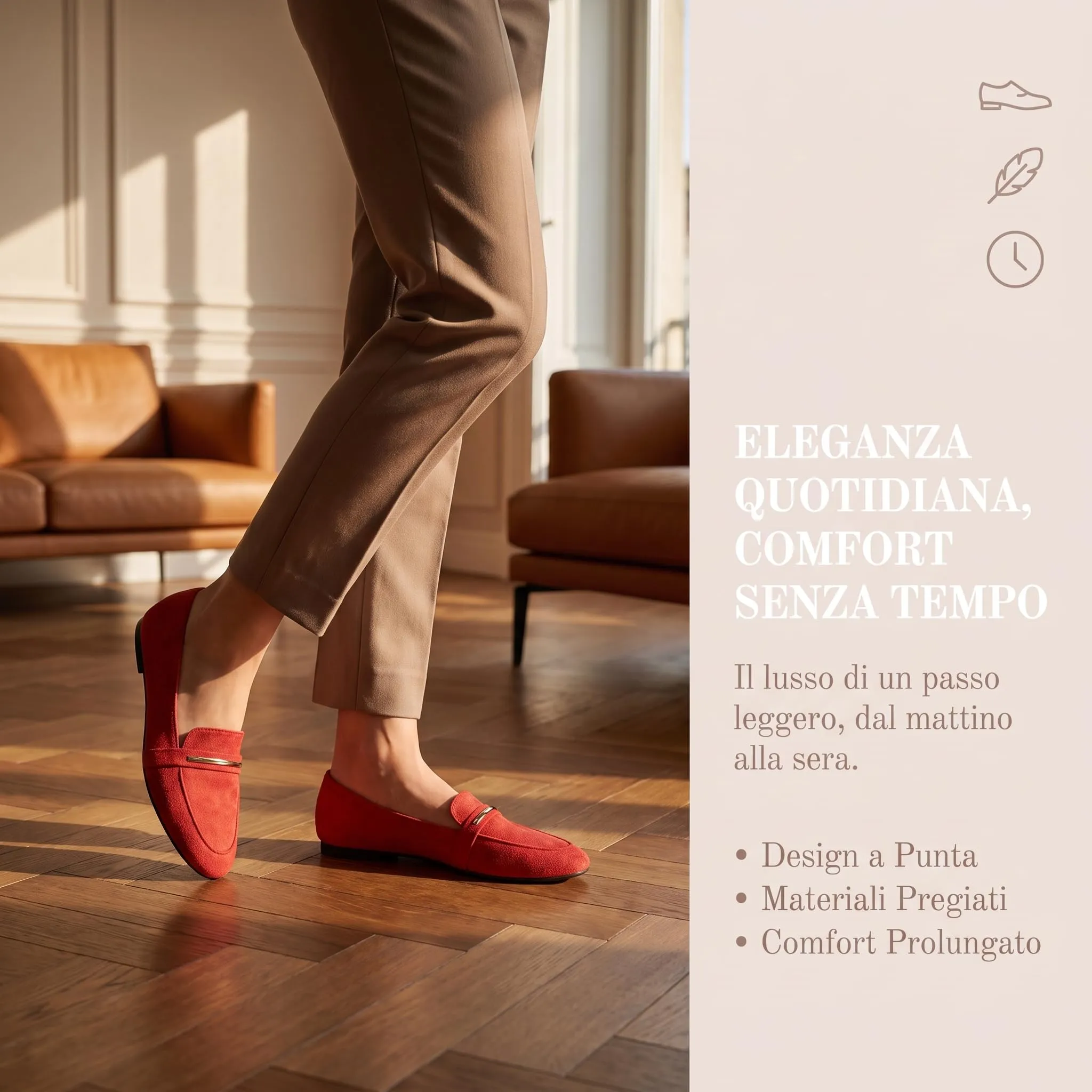 GLAMORA Mocassini Donna Eleganti, Scarpe Basse Slip On con Dettaglio Metallico, Mocassino Classico Comodo, Punta Affusolata, Suola Antiscivolo, Scarpe Casual per Ufficio, Lavoro e Tempo Libero - immagine 4