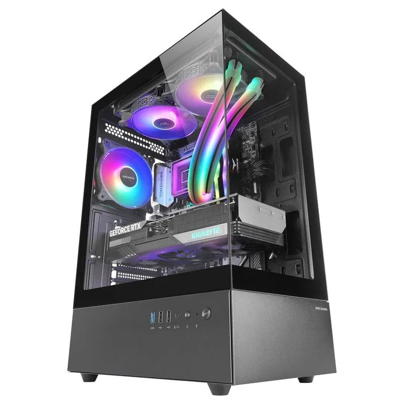 Mars Gaming Mc-xo ATX Mid-Tower Case con doppio vetro temperato, ventola FRGB da 120 mm, doppia camera, nero - immagine 1