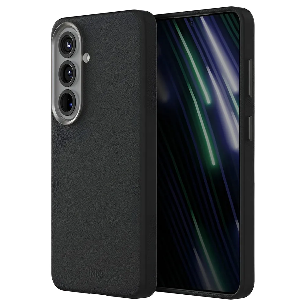 Custodia per Samsung Galaxy S26 S942, UNIQ, Lyden Leatherette, Nera - immagine 1