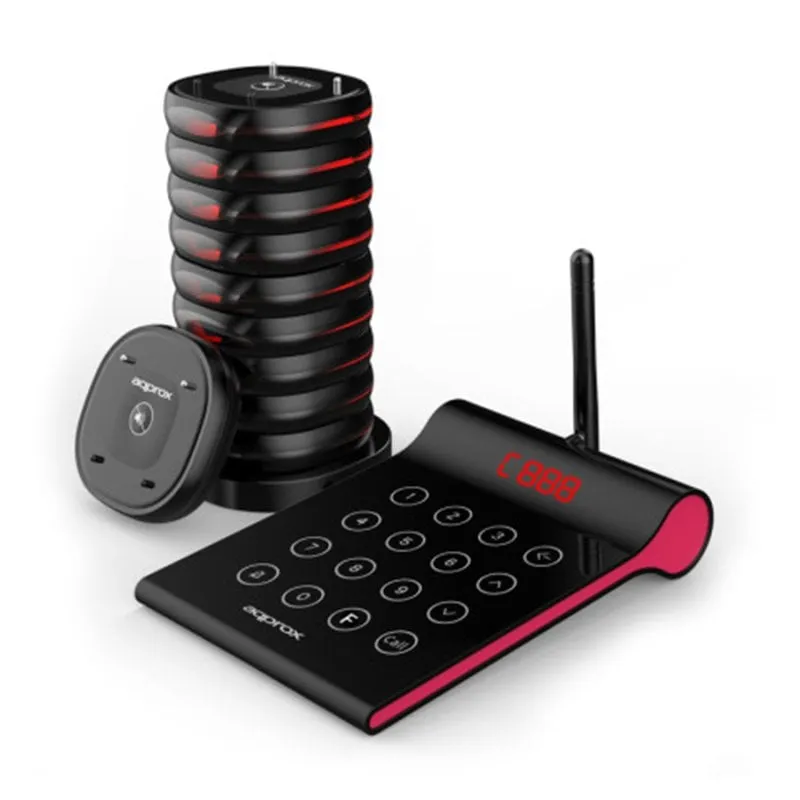 Circa appCUSTOMERCALLERKIT Kit cercapersone per clienti con trasmettitore + 10 dischi + base di ricarica - immagine 1