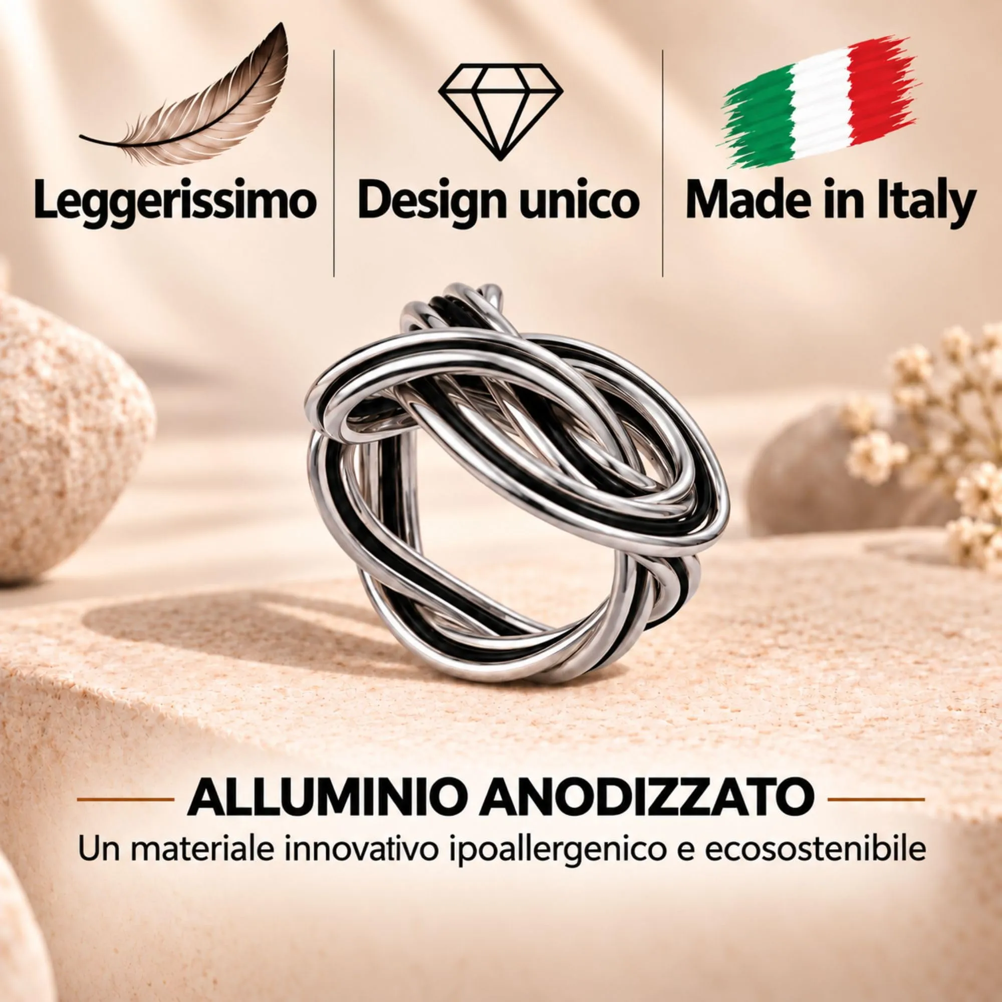 Anello Unisex in Alluminio Anodizzato, Gioiello Artigianale, Made in Italy - immagine 2