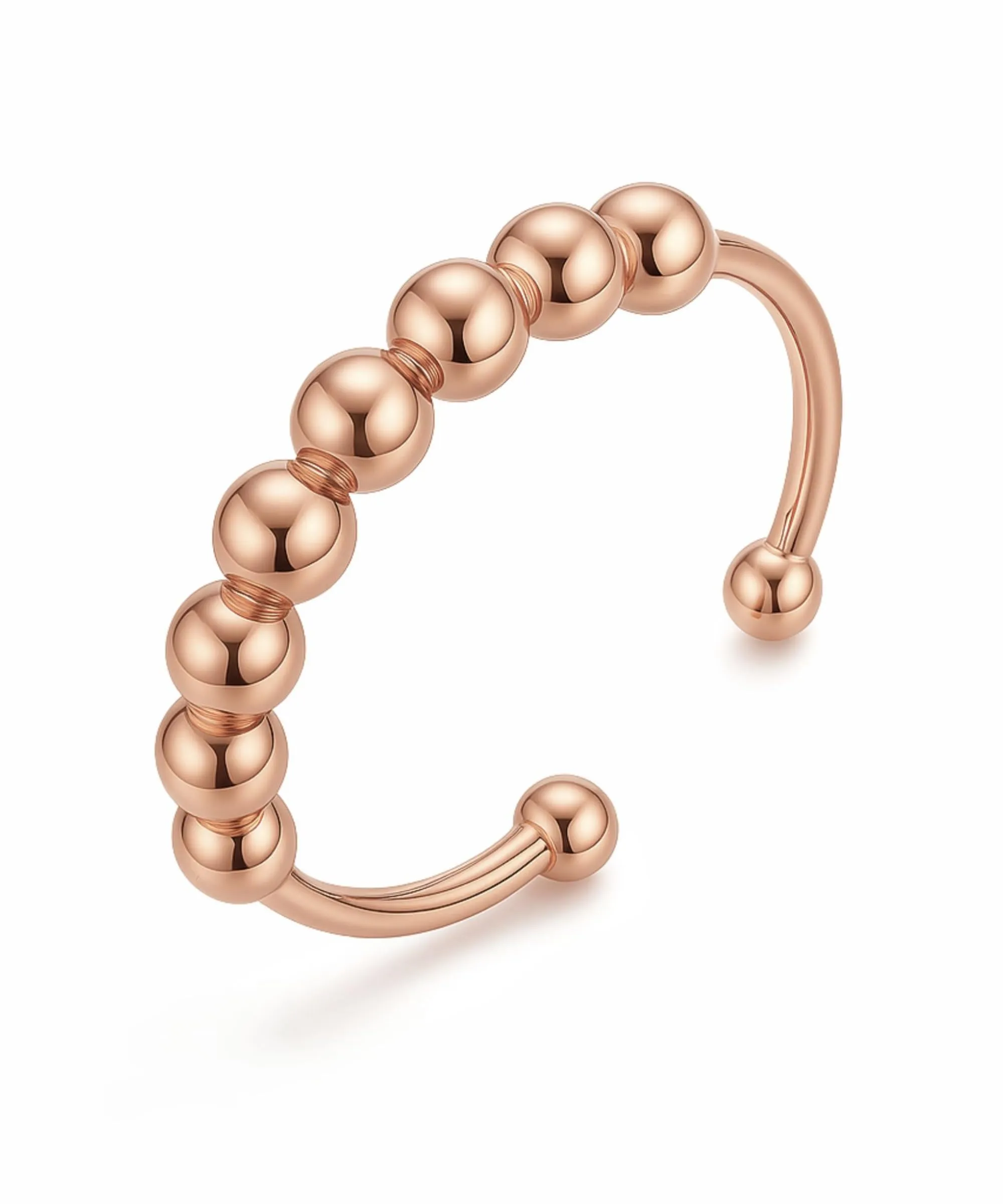 GD GOOD.designs Anello Antistress oro rosa con perline mobili - Anelli antistress impermeabili in oro rosa 18K | Misura regolabile (52-60) - immagine 1