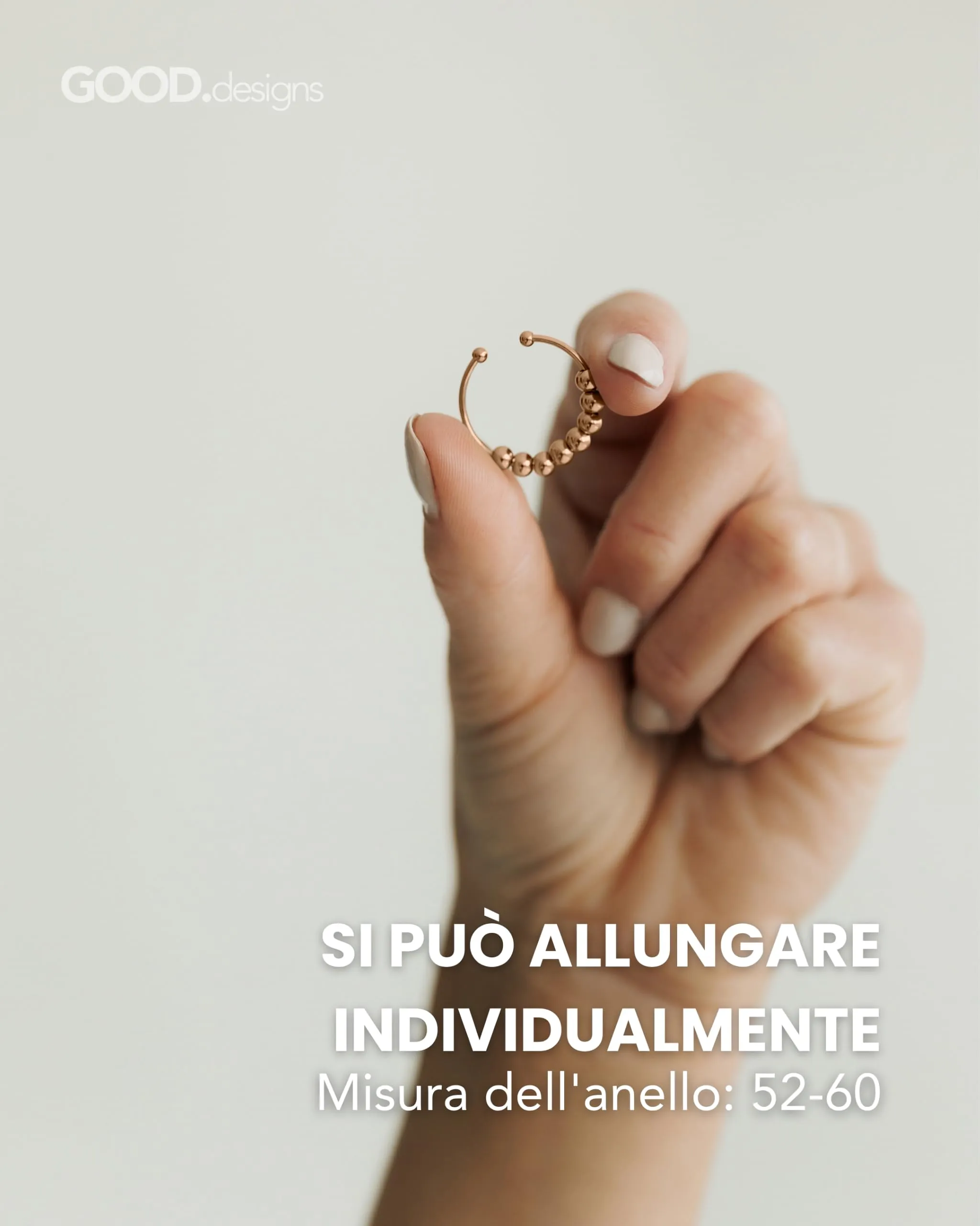 GD GOOD.designs Anello Antistress oro rosa con perline mobili - Anelli antistress impermeabili in oro rosa 18K | Misura regolabile (52-60) - immagine 4