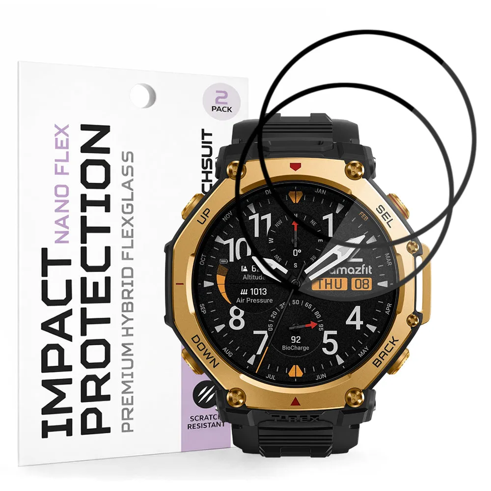 Pellicola Protettiva Techsuit Nano Flex per Amazfit T-Rex 3 Pro 48mm, Set 2 pezzi, Plastica, Nera - immagine 1
