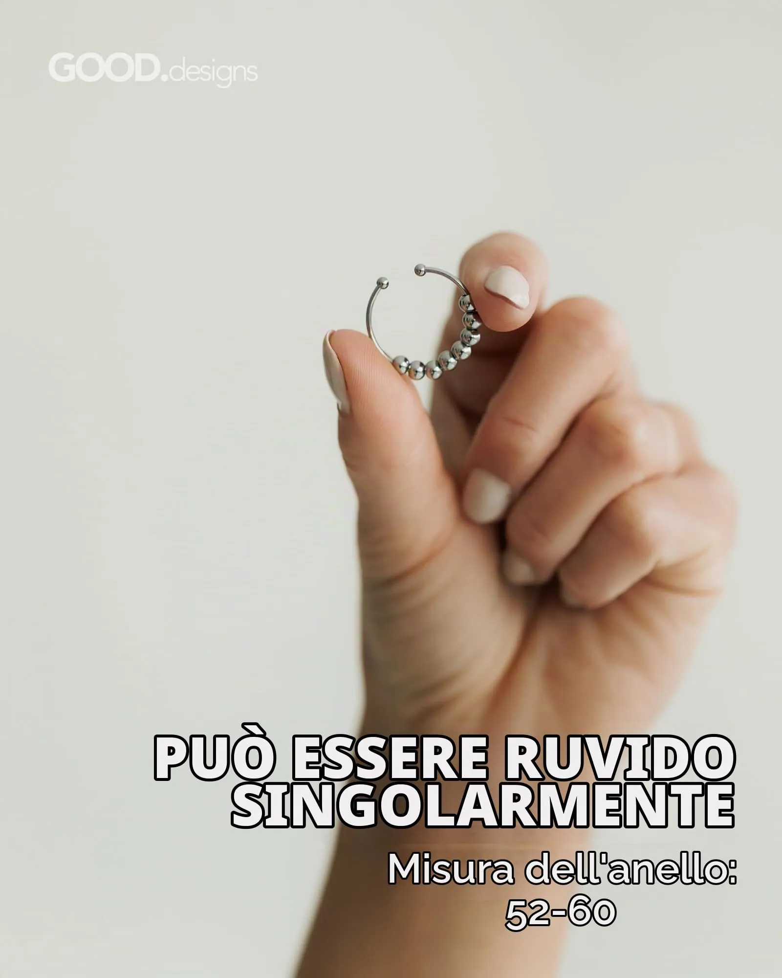 GD GOOD.designs Anello Antistress argentato con perline mobili - Anelli antistress impermeabili in argento | Misura regolabile (52-60) - immagine 4