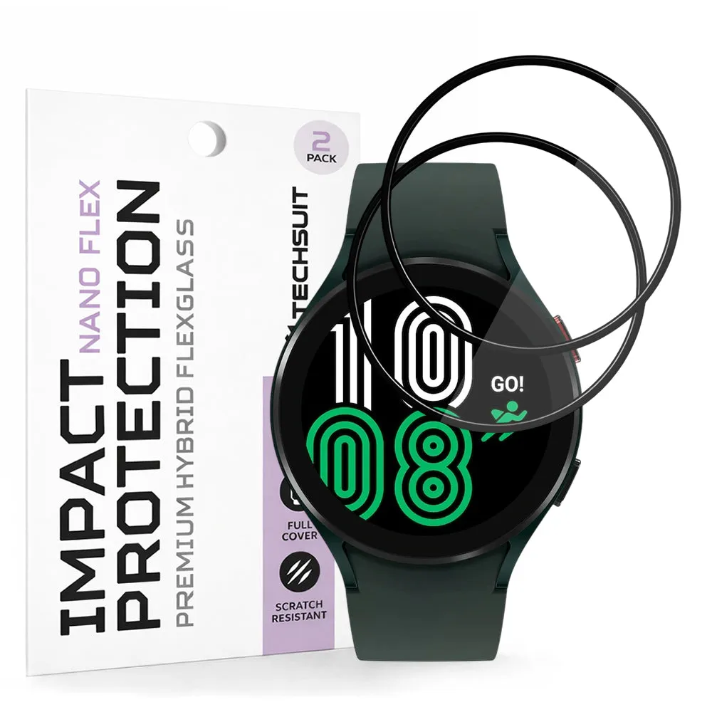 Pellicola Protettiva Techsuit Nano Flex per Samsung Galaxy Watch4 44mm, Set 2 pezzi, Plastica, Nera - immagine 1