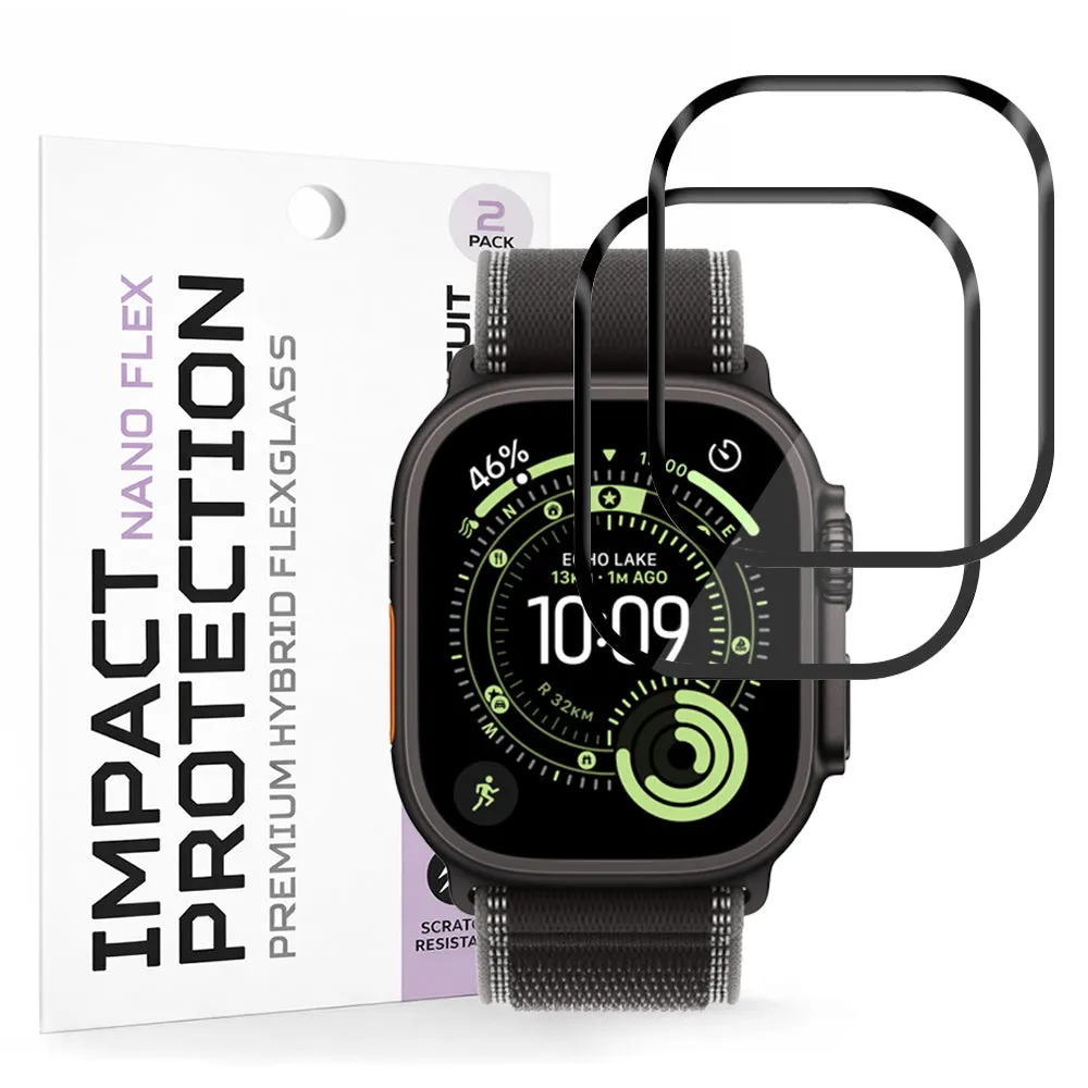 Pellicola Protettiva Techsuit Nano Flex per Apple Watch Ultra Series, Set 2 pezzi, Plastica, Nera - immagine 1