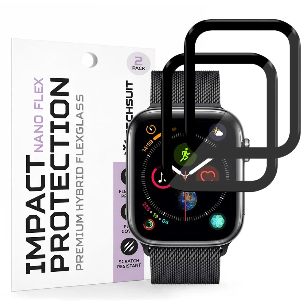 Pellicola Protettiva Techsuit Nano Flex per Apple Watch Serie 44mm, Set 2 pezzi, Plastica, Nera - immagine 1