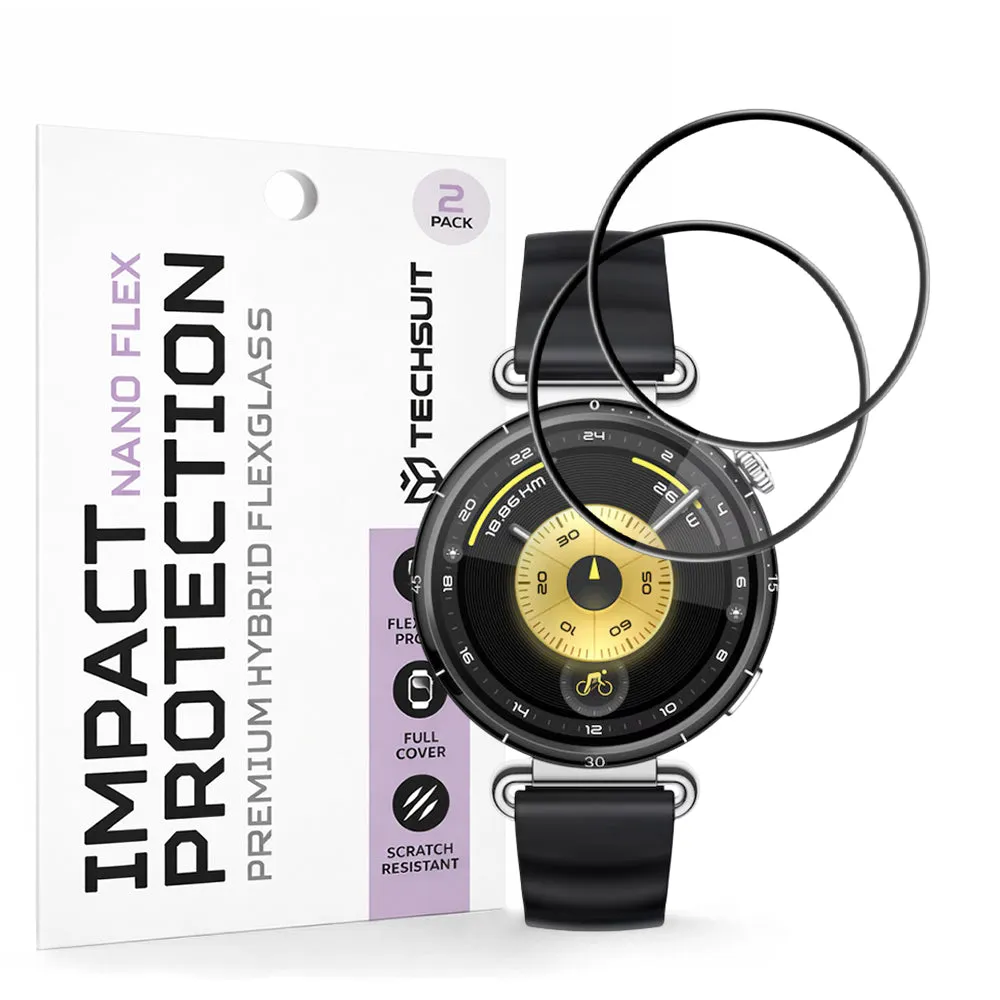 Pellicola Protettiva Techsuit Nano Flex per Huawei Watch GT 6 41mm, Set 2 pezzi, Plastica, Nera - immagine 1
