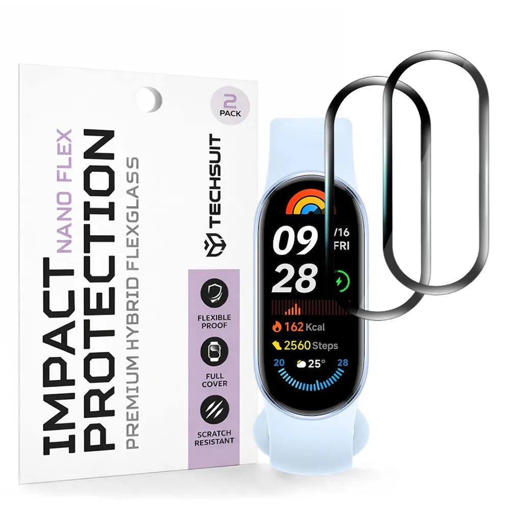Pellicola Protettiva Techsuit Nano Flex per Xiaomi Smart Band 9, Set 2 pezzi, Plastica, Nera - immagine 1