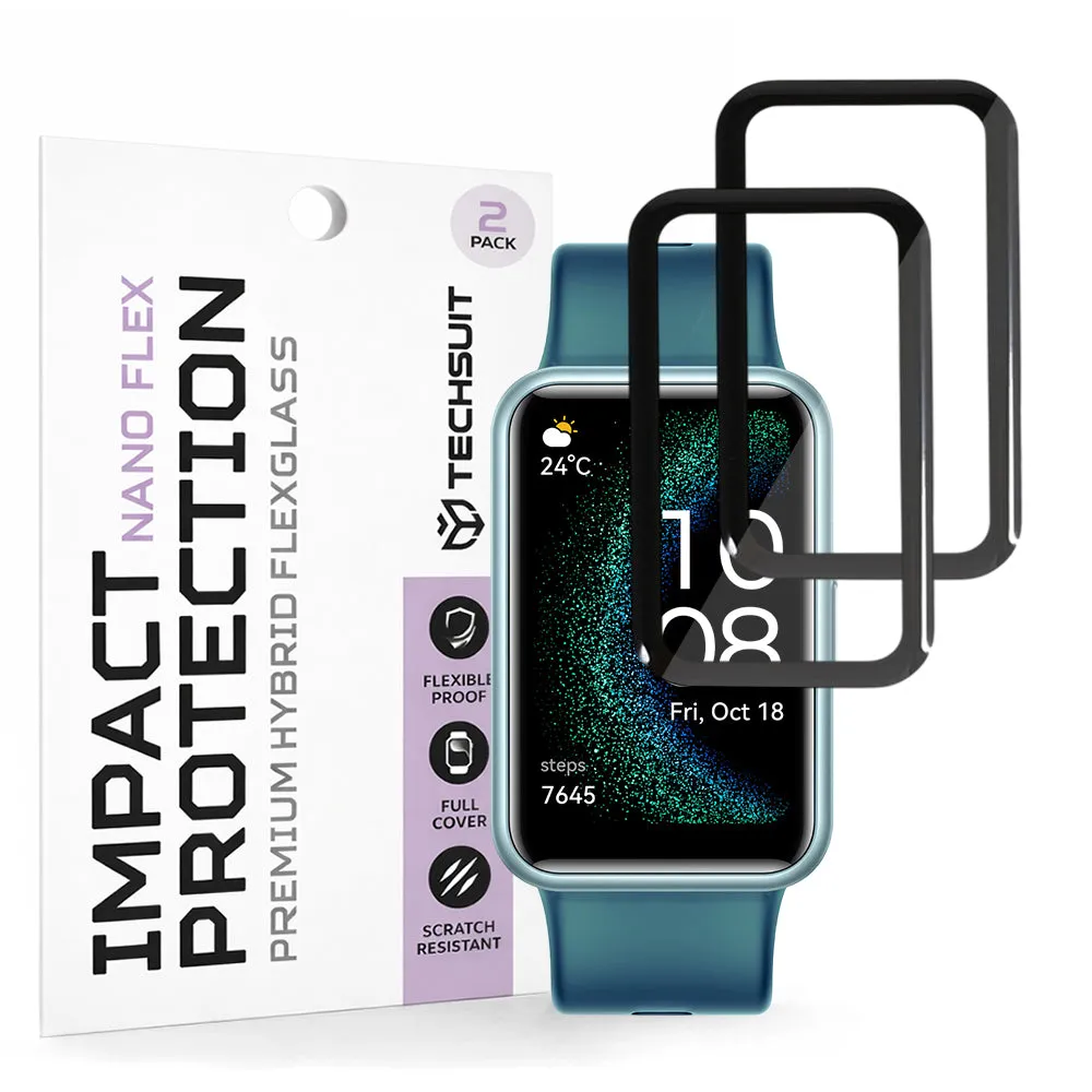 Pellicola Protettiva Techsuit Nano Flex per Huawei Watch FIT SE, Set 2 pezzi, Plastica, Nera - immagine 1