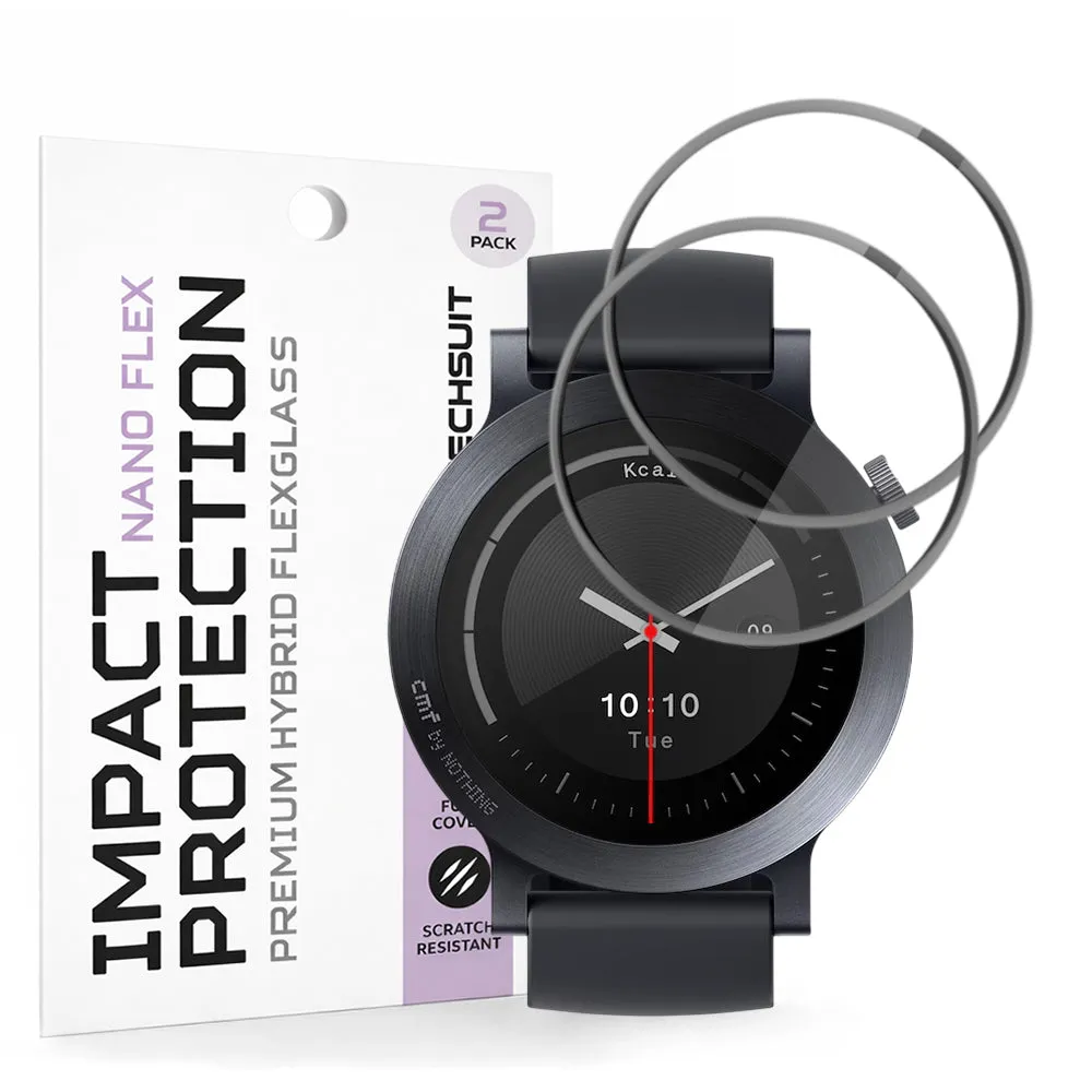 Pellicola Protettiva Techsuit Nano Flex per Nothing CMF Watch 3 Pro, Set 2 pezzi, Plastica, Nera - immagine 1