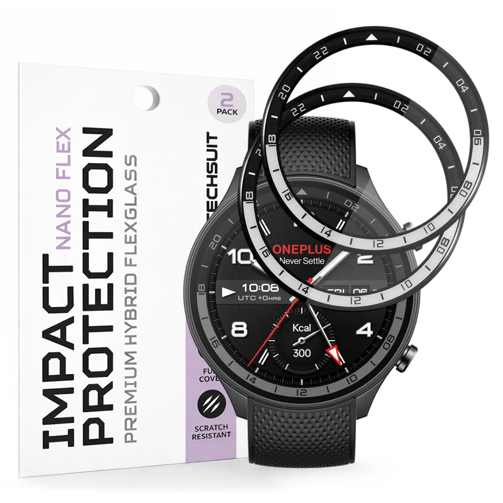 Pellicola Protettiva Techsuit Nano Flex per OnePlus Watch 2R, Set 2 pezzi, Plastica, Nera - immagine 1