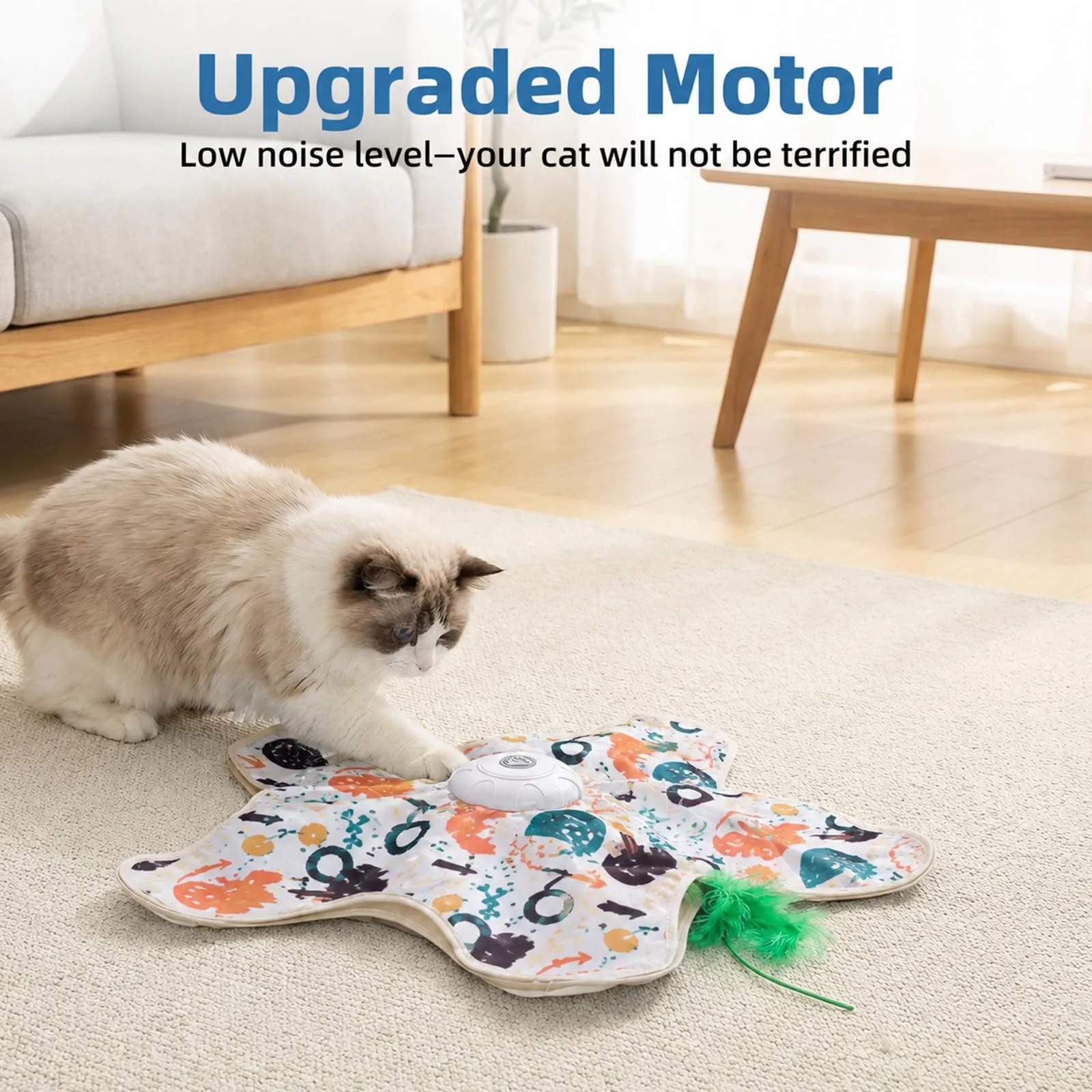 Carehabi Giochi Interattivi per Gatti, Gioco Gatto Ricaricabile via Usb con Canto Degli Uccellini, Giochi per Gatti Elettrico con 3 Modalità, Gioco Interattivo Gatto Gattini e Gatti Adult, graffiti - immagine 5