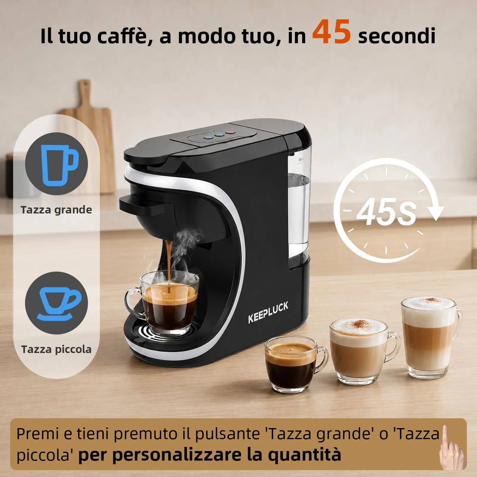 Macchina da caffè 3 in 1 per Nespresso, Dolce Gusto e caffè in polvere - immagine 3