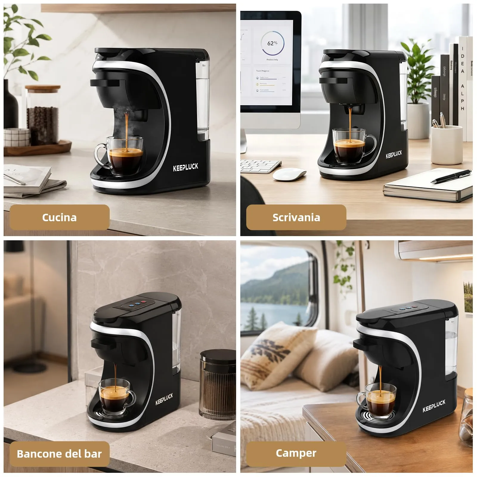 Macchina da caffè 3 in 1 per Nespresso, Dolce Gusto e caffè in polvere - immagine 7