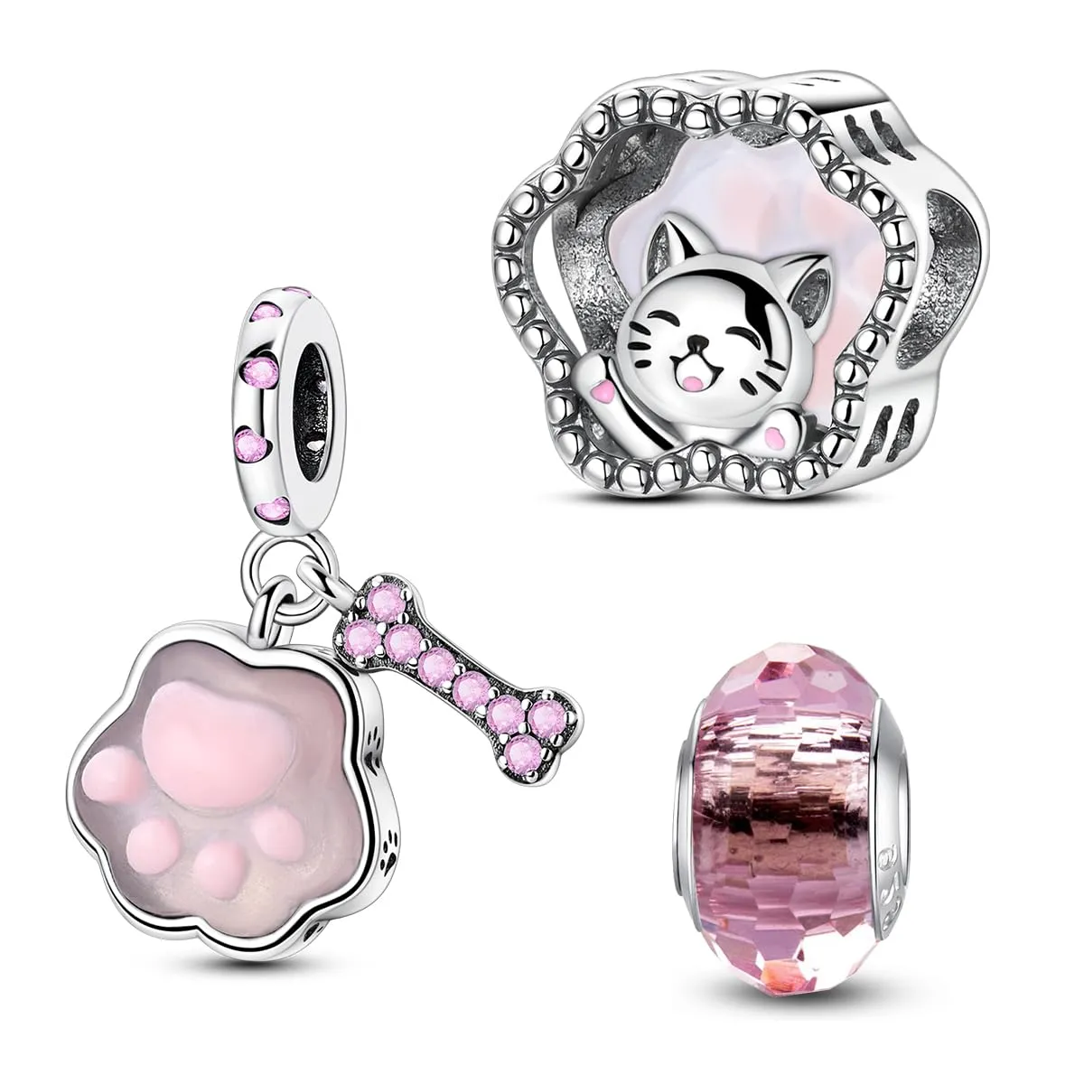 HappyStar charm argento 925,bead charm da donna, ciondolo combinato, I migliori regali per Sorelle e coppie, (perline distanziatrici incluse) - immagine 1