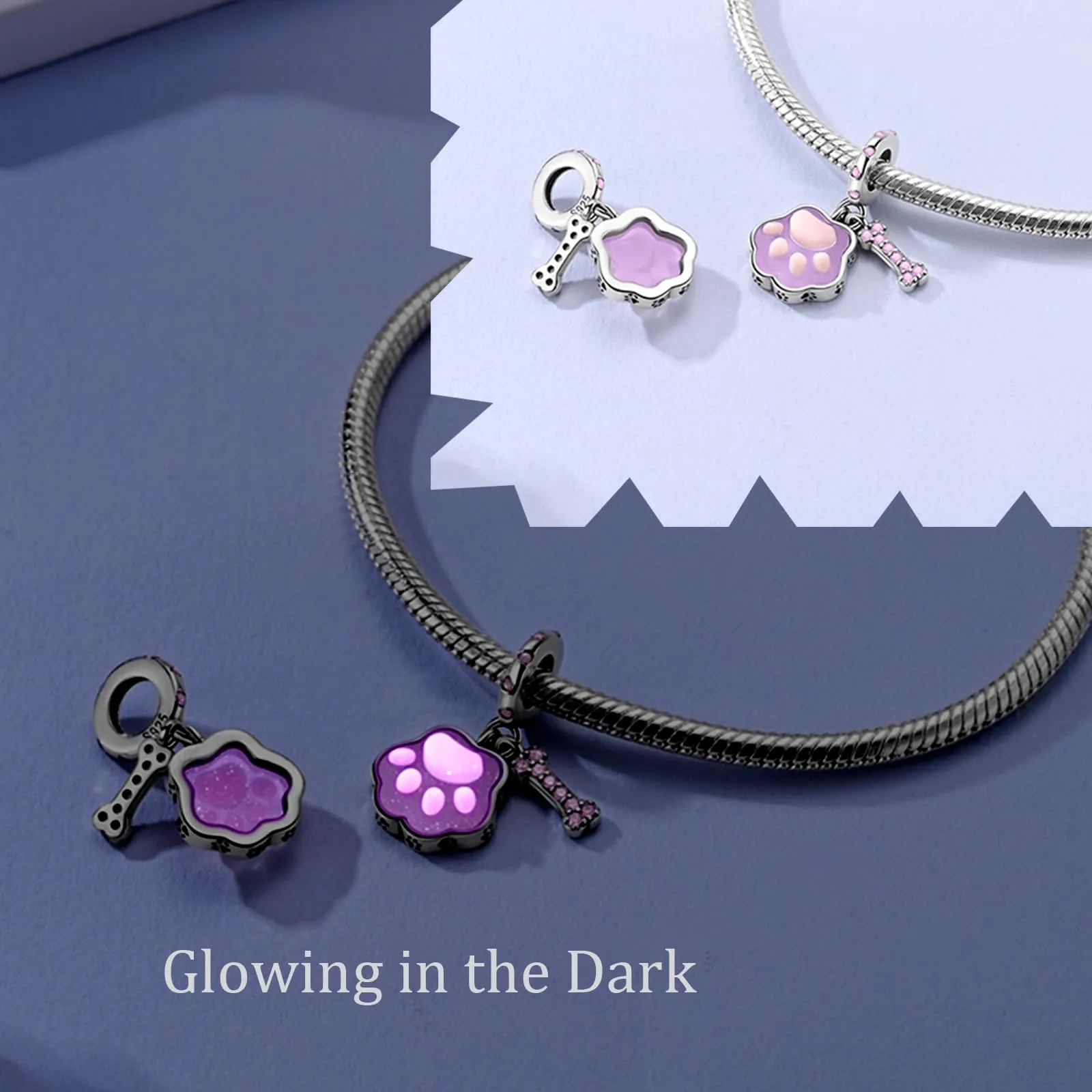 HappyStar charm argento 925,bead charm da donna, ciondolo combinato, I migliori regali per Sorelle e coppie, (perline distanziatrici incluse) - immagine 4