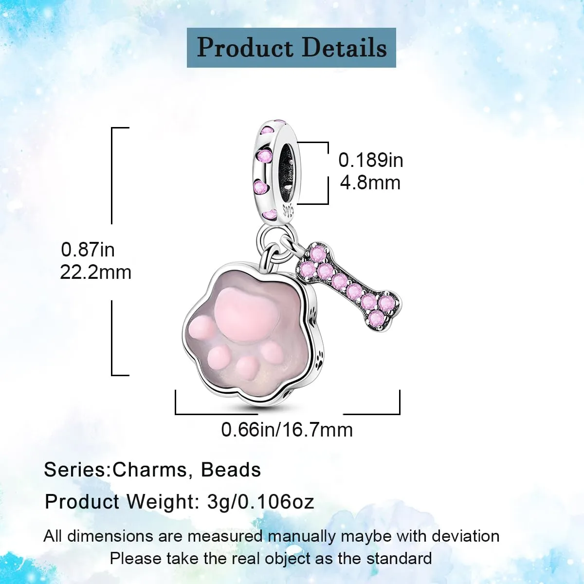HappyStar charm argento 925,bead charm da donna, ciondolo combinato, I migliori regali per Sorelle e coppie, (perline distanziatrici incluse) - immagine 5