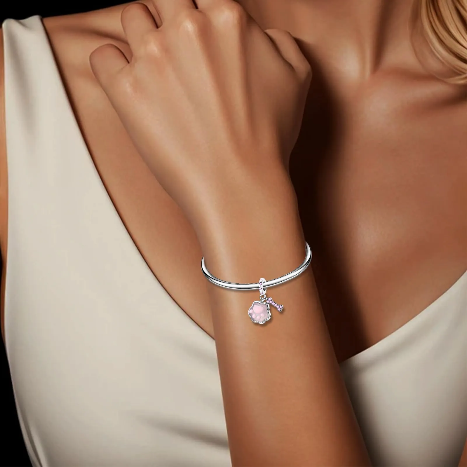 HappyStar charm argento 925,bead charm da donna, ciondolo combinato, I migliori regali per Sorelle e coppie, (perline distanziatrici incluse) - immagine 6