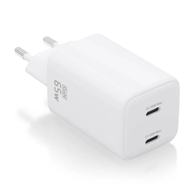 Caricabatterie Aisens ASCH-65W2P039-W 65W GaN 2xUSB-C PD3.0 QC4.0 Bianco - immagine 1