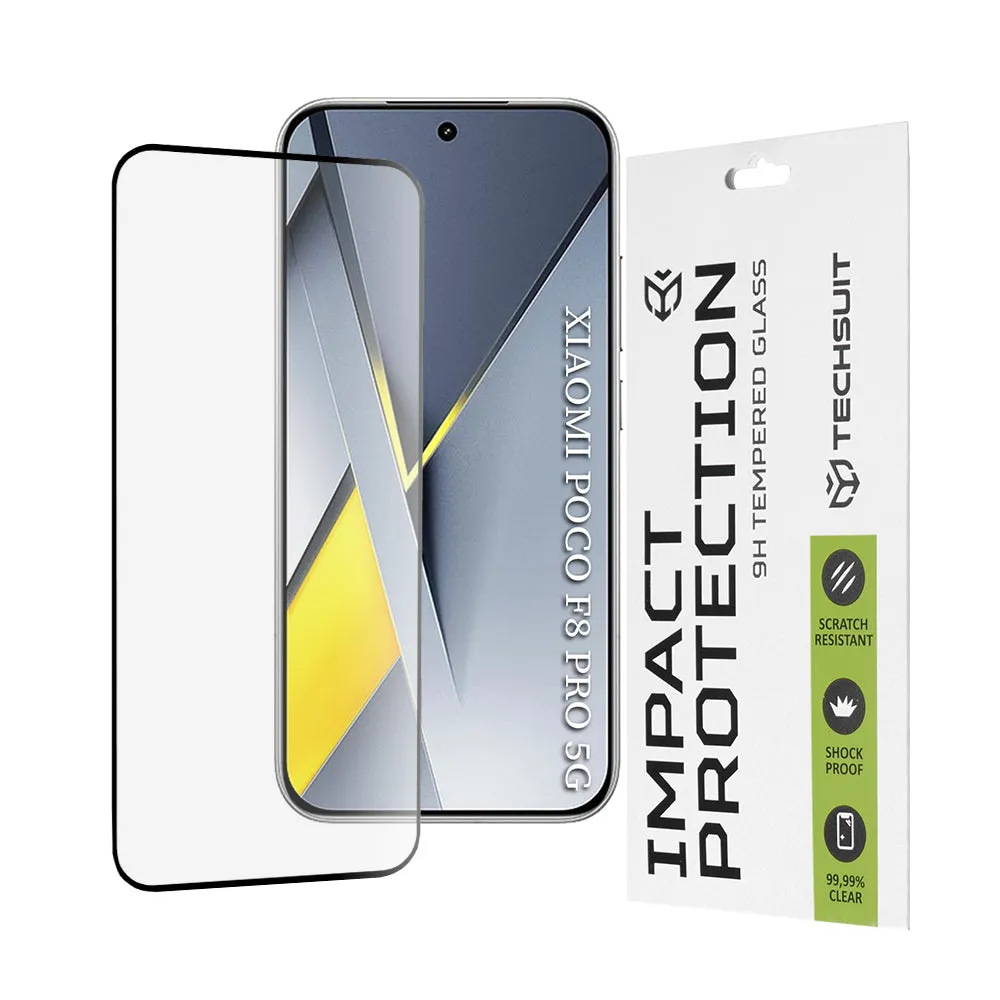 Pellicola protettiva schermo Techsuit per Xiaomi Poco F8 Pro, Vetro Temperato, Full Glue, 111D, Nera - immagine 1