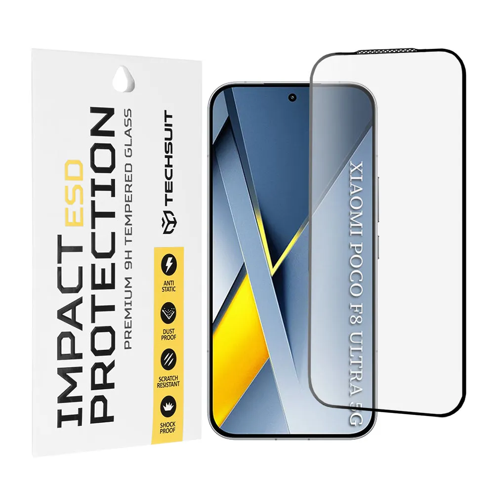 Pellicola protettiva Techsuit per Xiaomi Poco F8 Ultra, Vetro Temperato, Full Glue, Nera - immagine 1