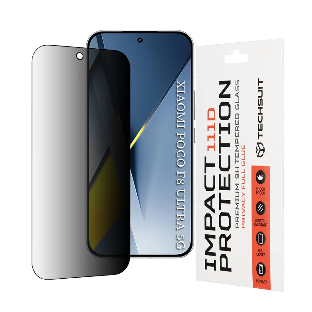 Pellicola Protettiva Schermo Privacy Techsuit per Xiaomi Poco F8 Ultra, Vetro Temperato, Full Glue, 111D - immagine 1