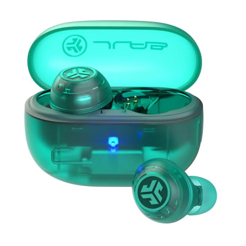 Cuffie Bluetooth JLab Go Pop ANC TWS con cancellazione attiva del rumore, colore verde acqua trasparente - immagine 1